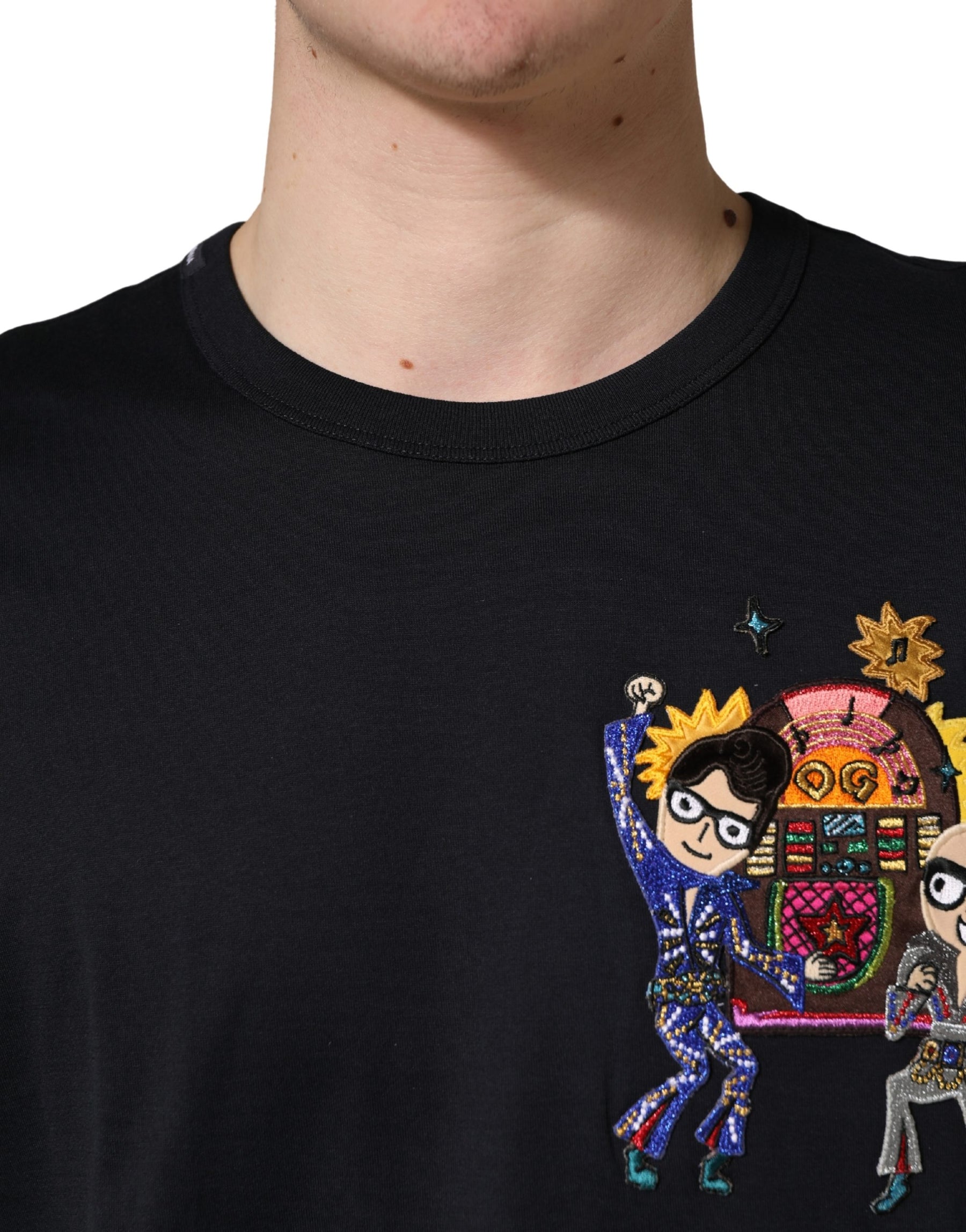Dolce & Gabbana Black #DGFAMILY Patch Men Crew Neck T-shirt | Regal Royce