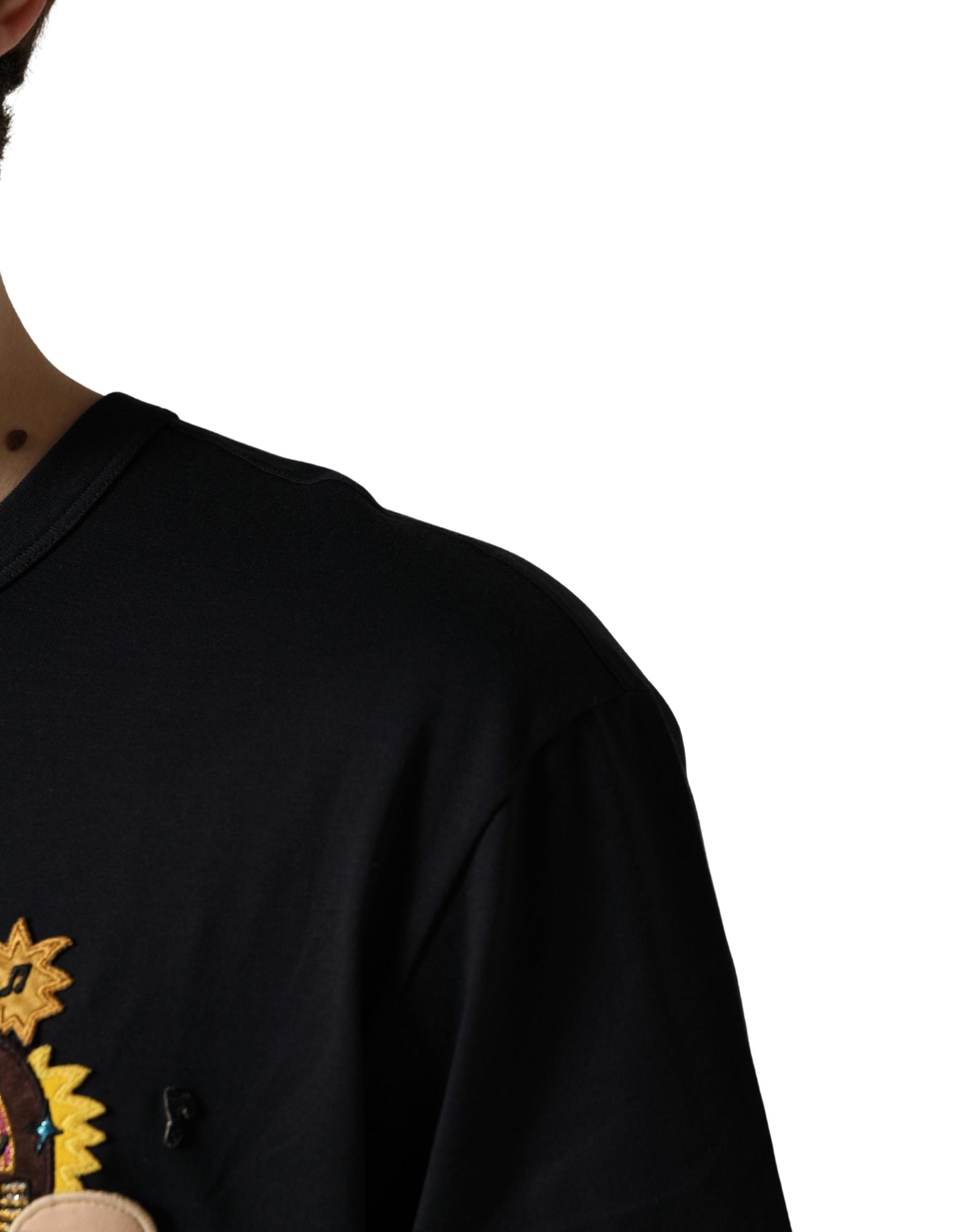 Dolce & Gabbana Black #DGFAMILY Patch Men Crew Neck T-shirt | Regal Royce