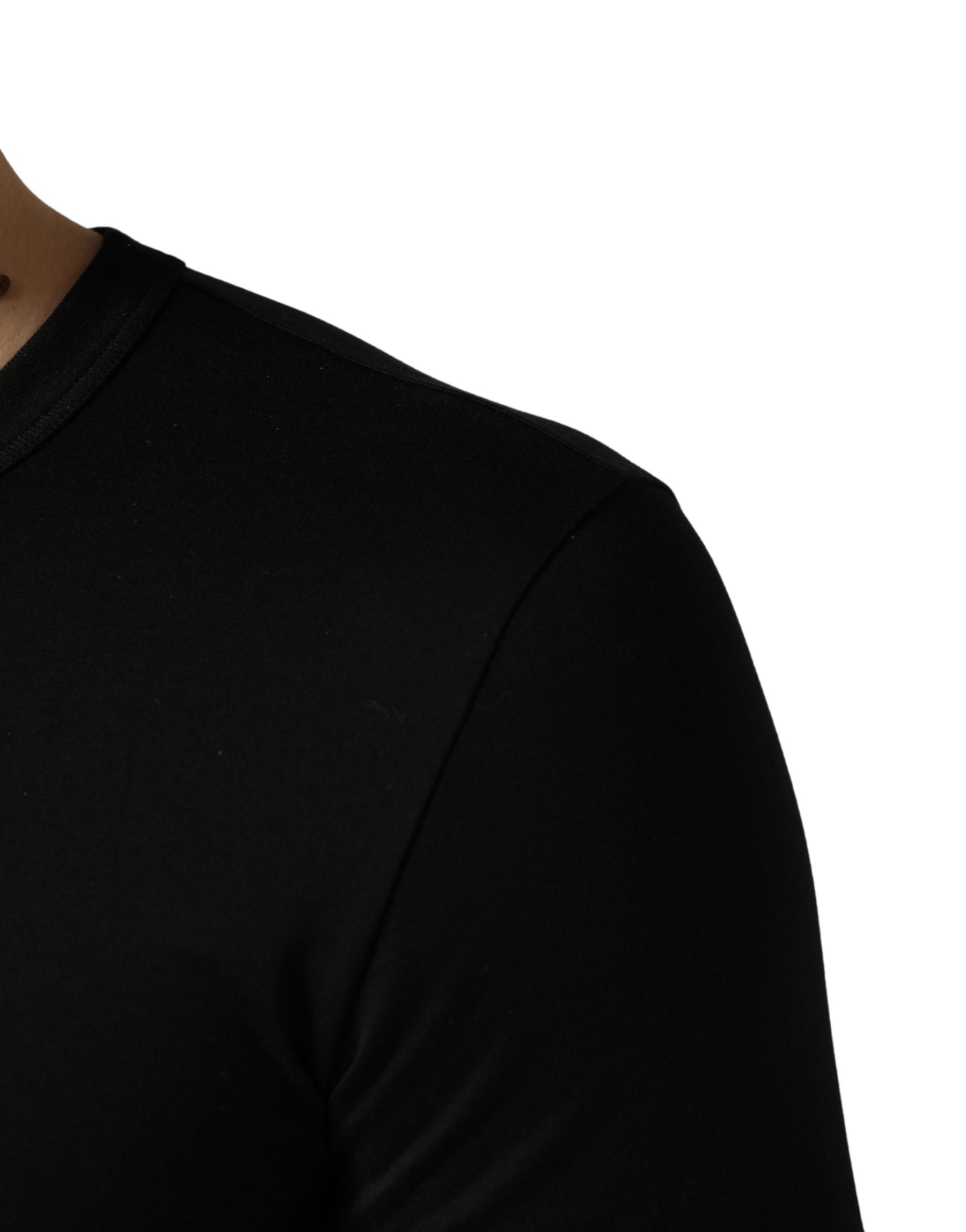 Dolce & Gabbana Black Crown Embroidery Men Crew Neck  T-shirt | Regal Royce