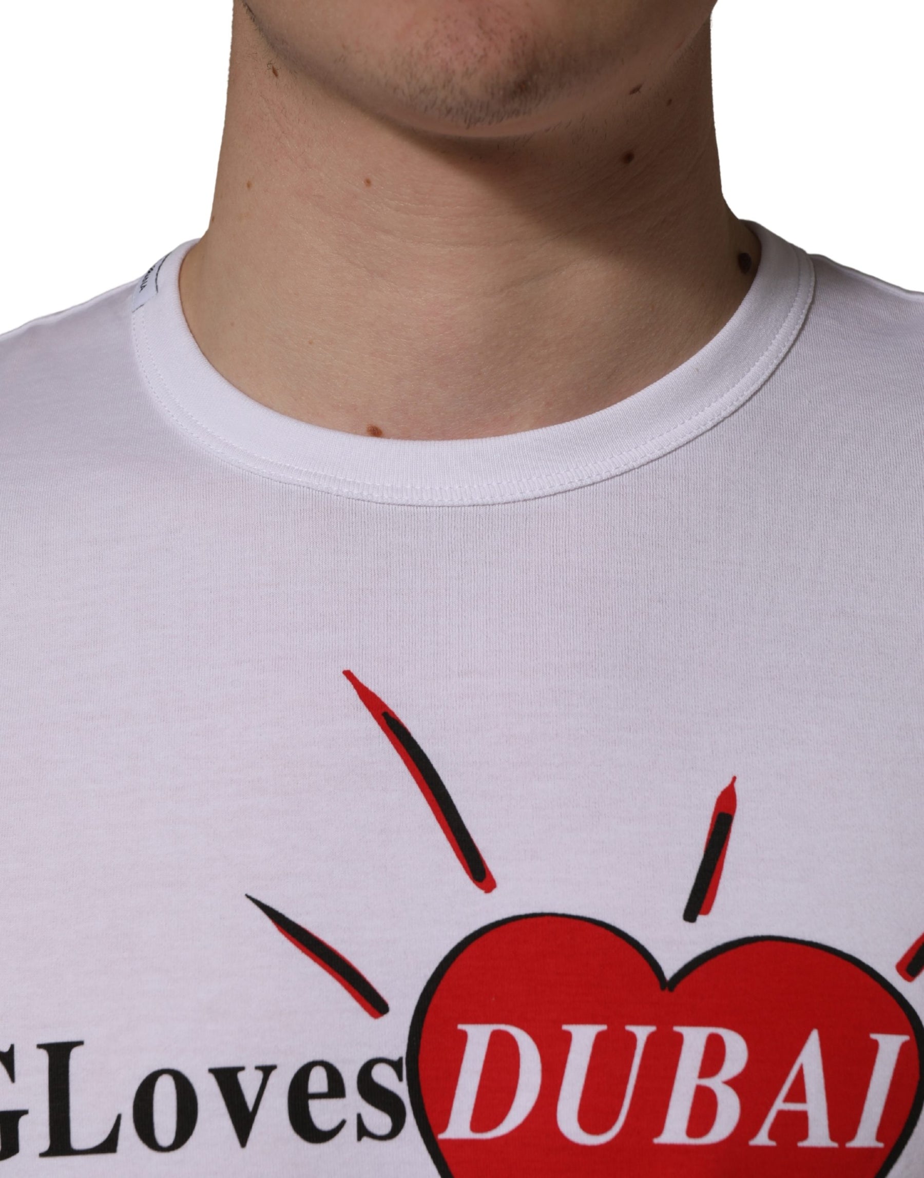 Dolce & Gabbana White #DGLovesDUBAI Cotton Crew Neck T-shirt | Regal Royce