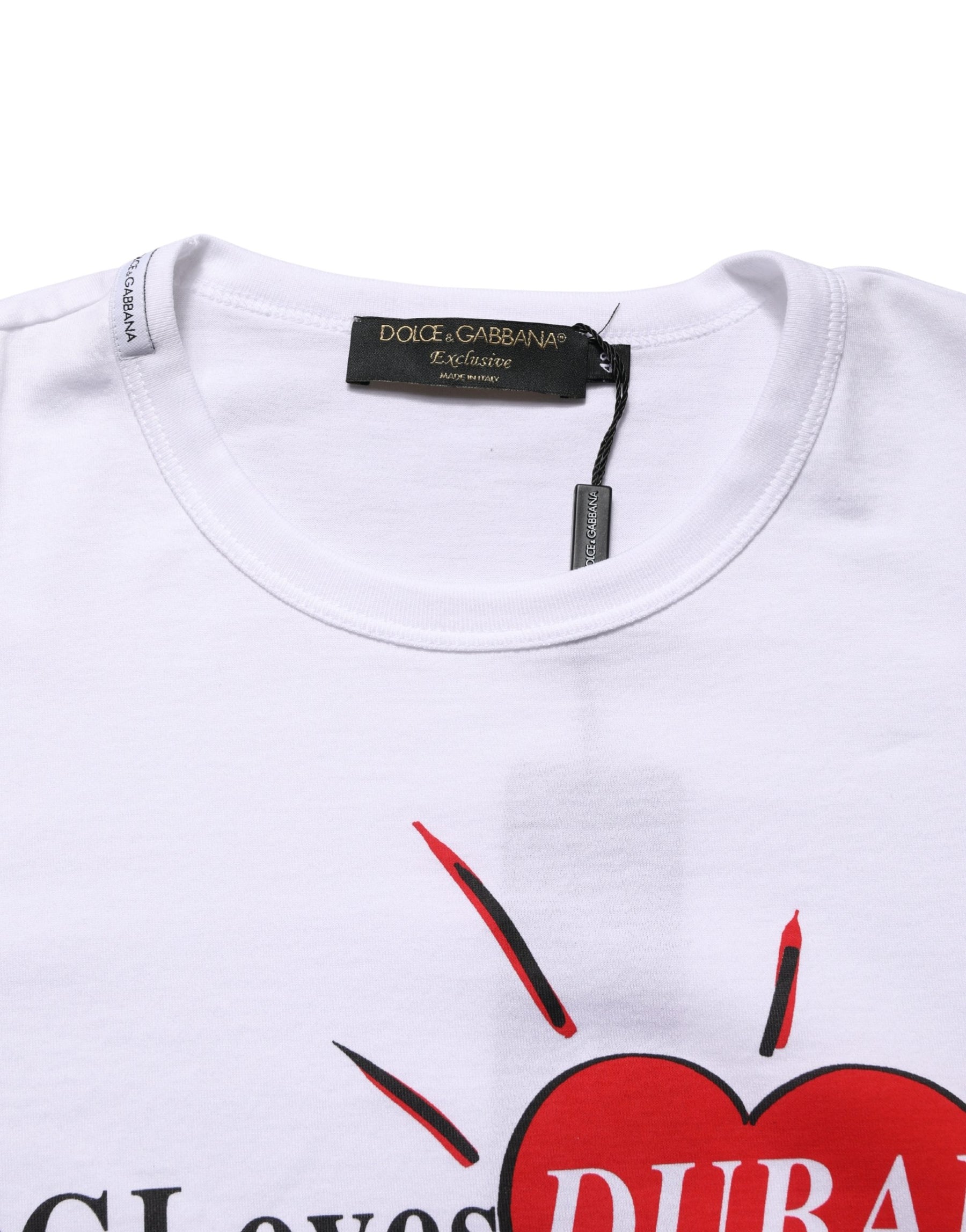 Dolce & Gabbana White #DGLovesDUBAI Cotton Crew Neck T-shirt | Regal Royce