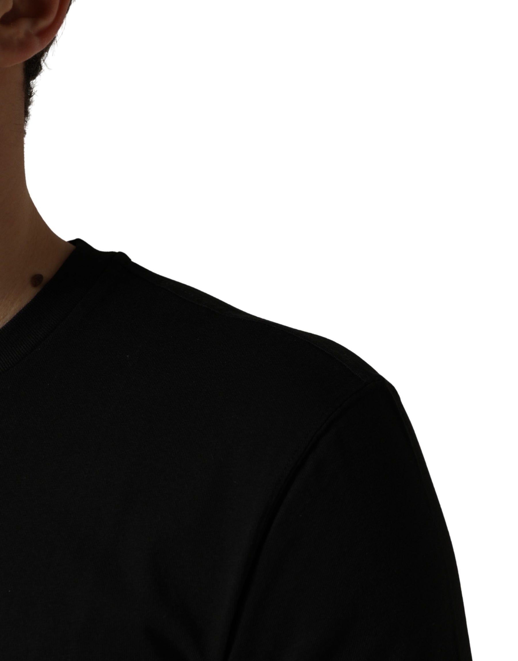 Dolce & Gabbana Black DG London Cotton Men Crew Neck  T-shirt | Regal Royce