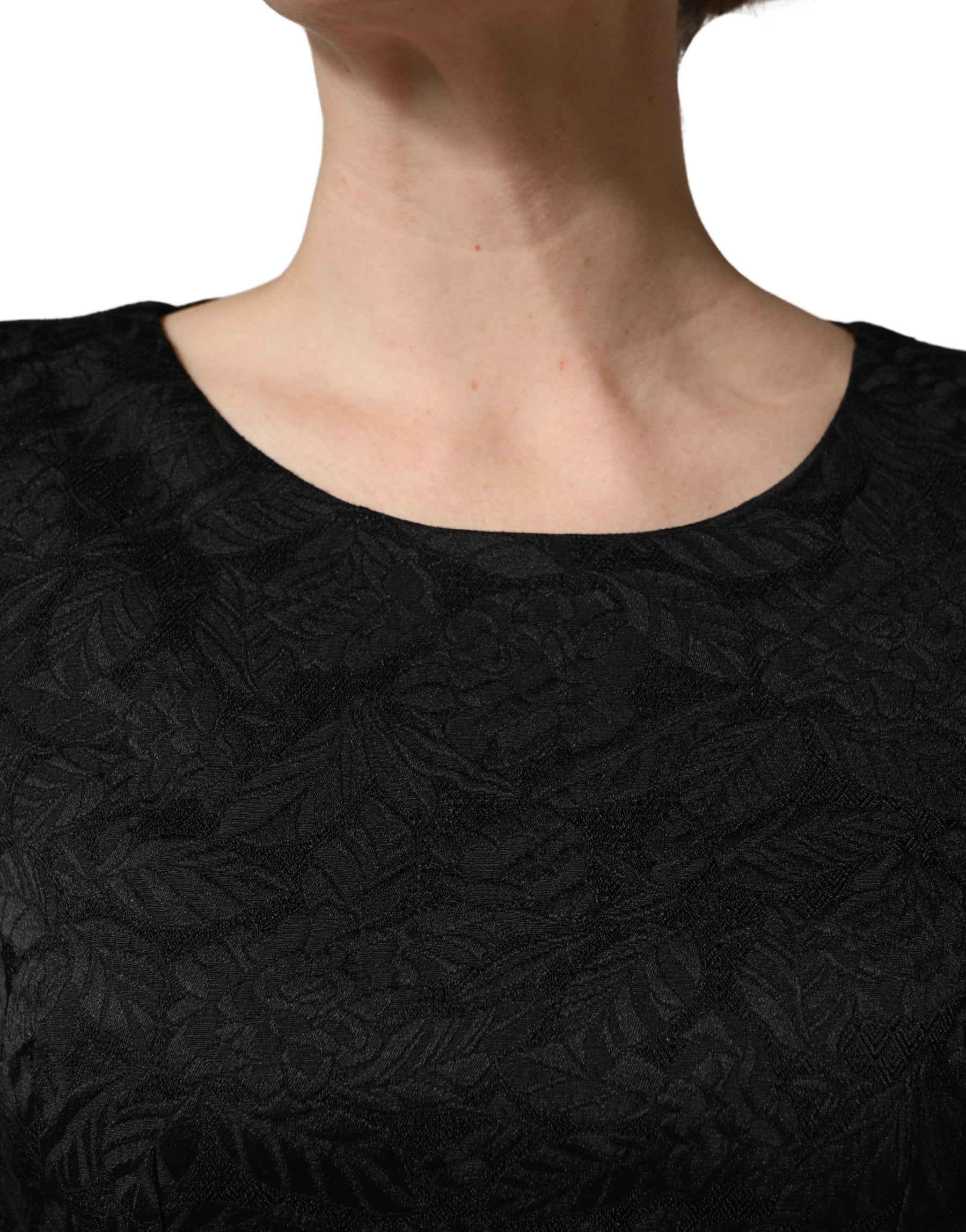 Dolce & Gabbana Black Floral Brocade Sheath Knee Length Dress | Regal Royce