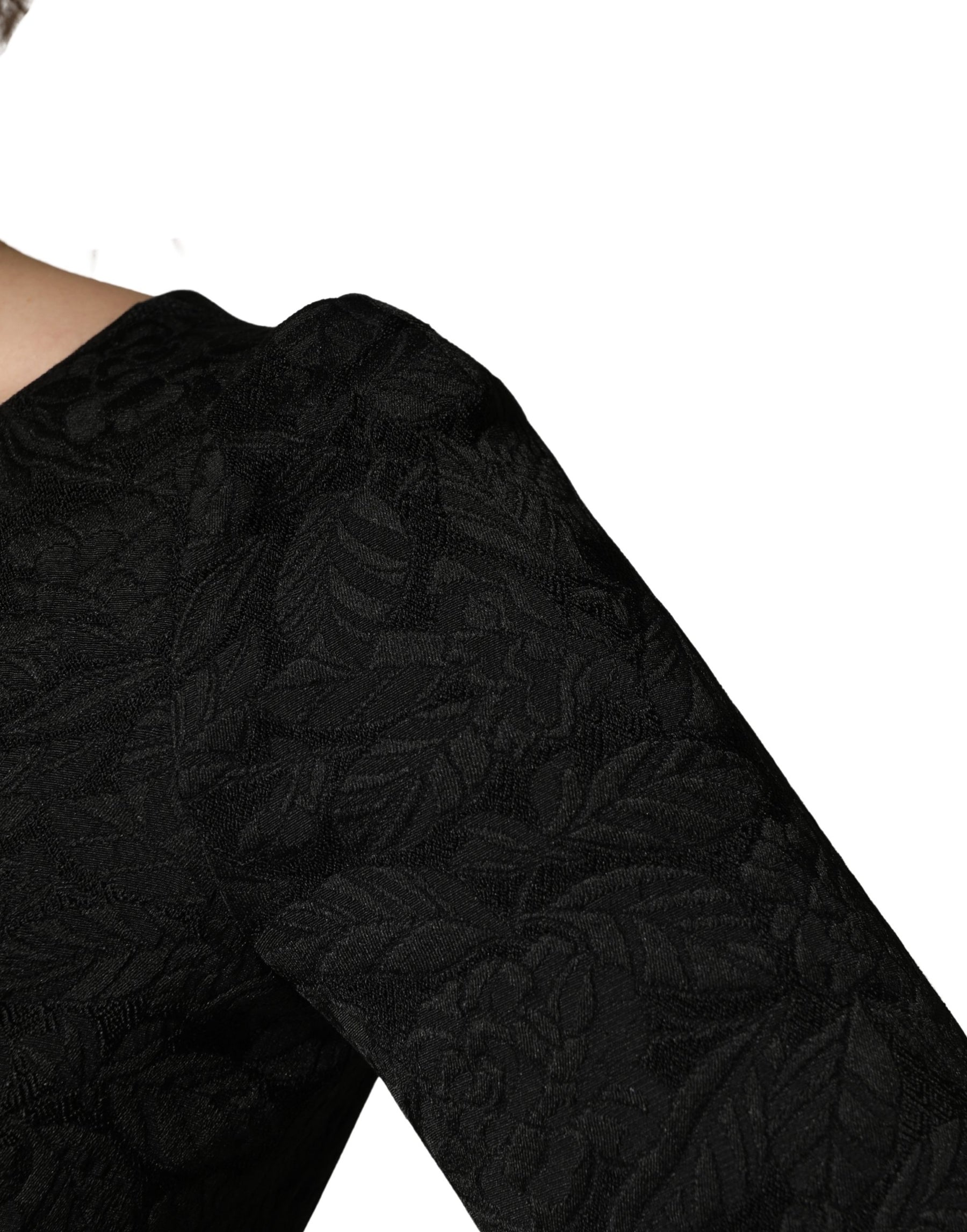 Dolce & Gabbana Black Floral Brocade Sheath Knee Length Dress | Regal Royce