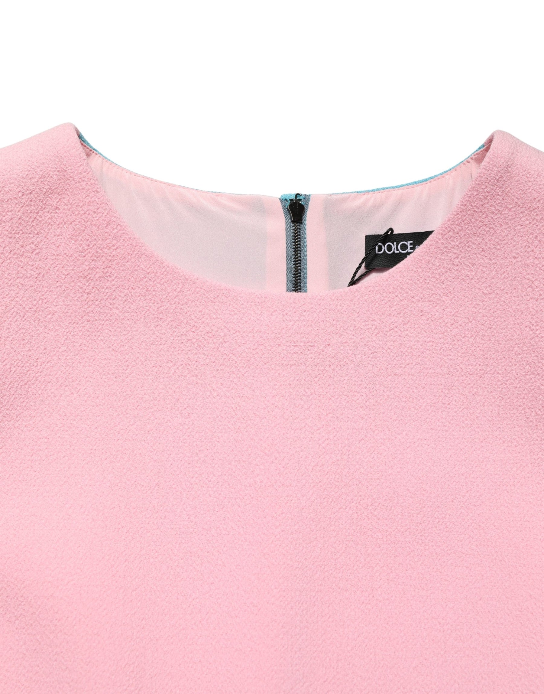 Dolce & Gabbana Pink Blue Wool Sleeveless Shift Mini  Dress | Regal Royce