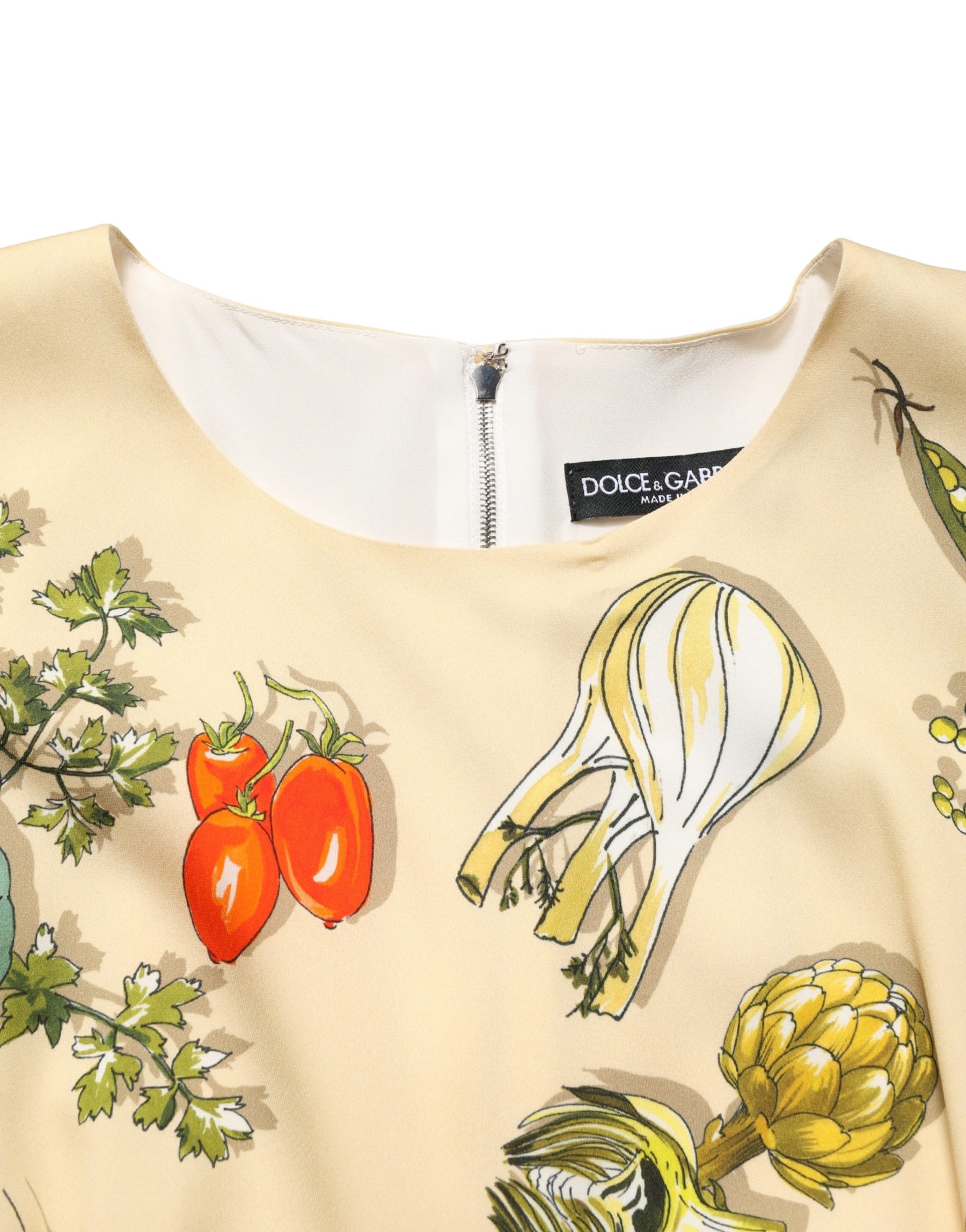 Dolce & Gabbana Beige Fruit PolkaDot Sheath Silk Midi Dress | Regal Royce