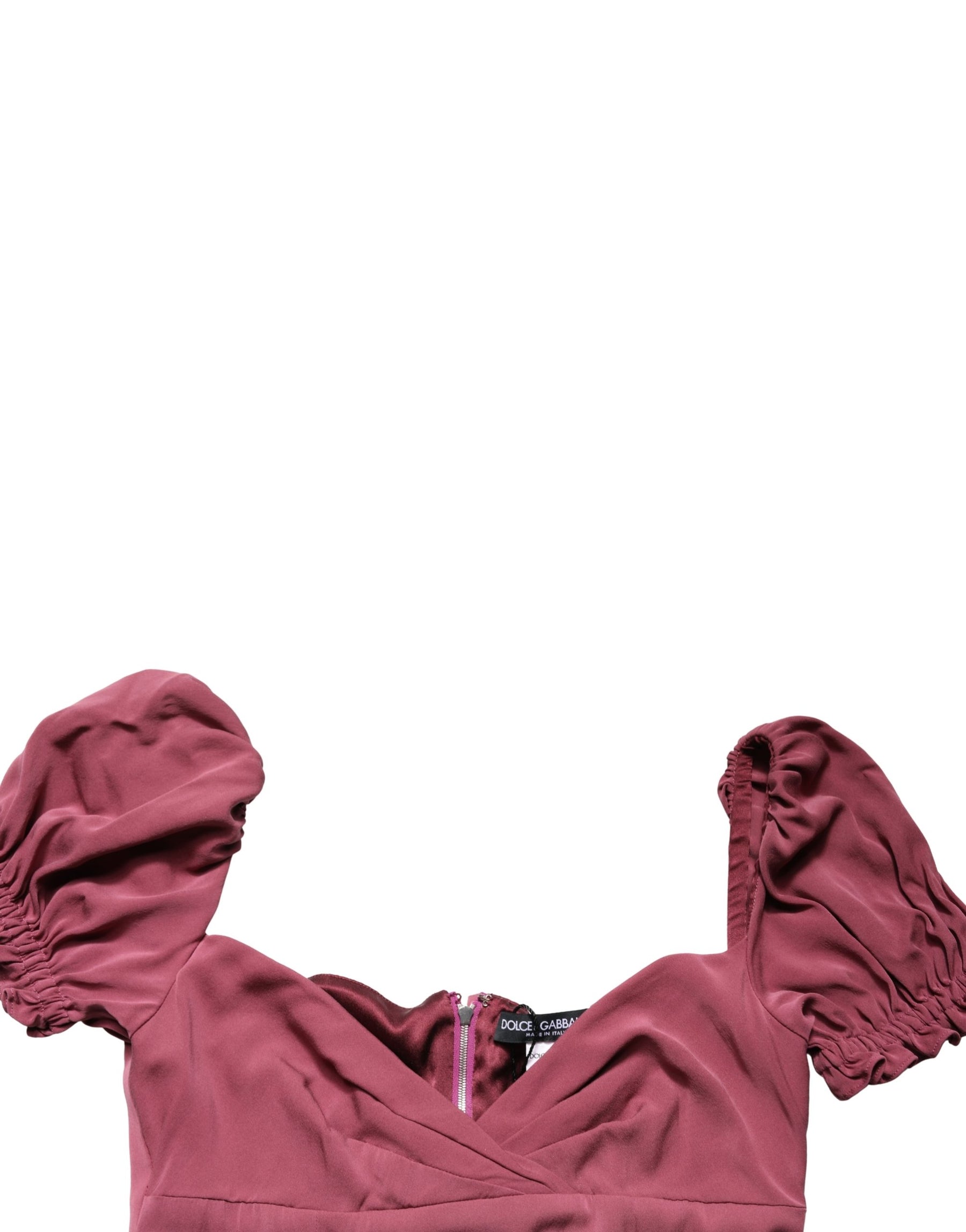 Dolce & Gabbana Maroon Silk Sweetheart Sheath Midi Dress | Regal Royce