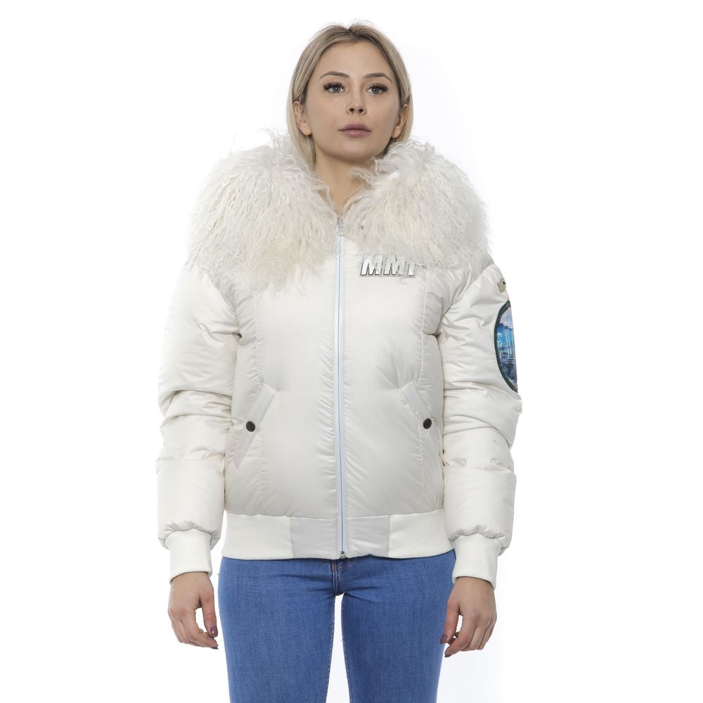 Mr&Mrs Italy White Polyester Women Bomber Jacket | Regal Royce