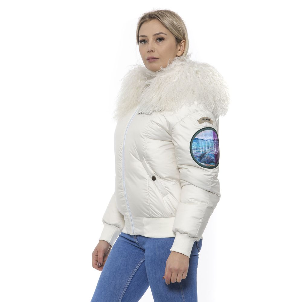 Mr&Mrs Italy White Polyester Women Bomber Jacket | Regal Royce