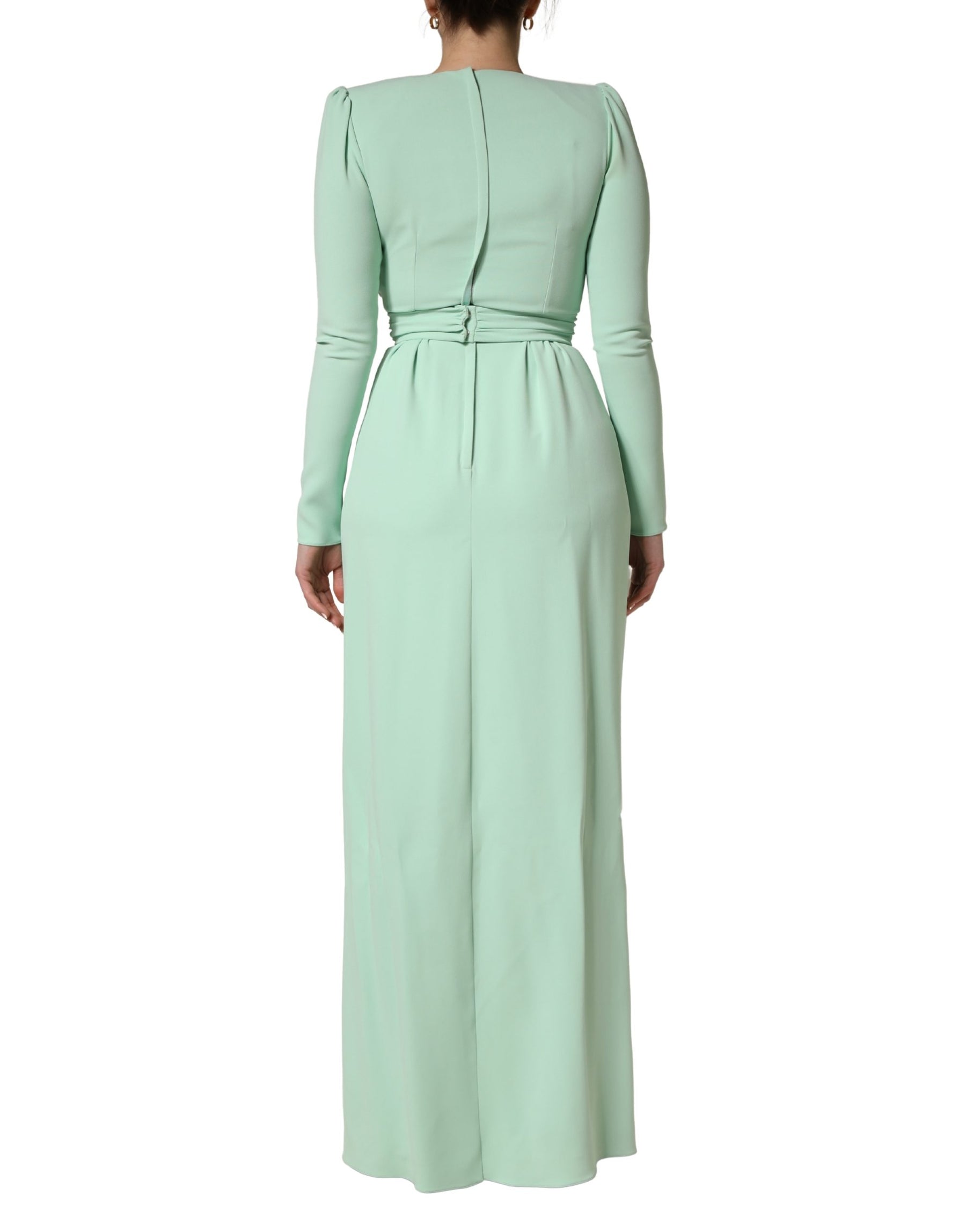 Dolce & Gabbana Green Viscose Long Sleeves Long Gown Dress | Regal Royce