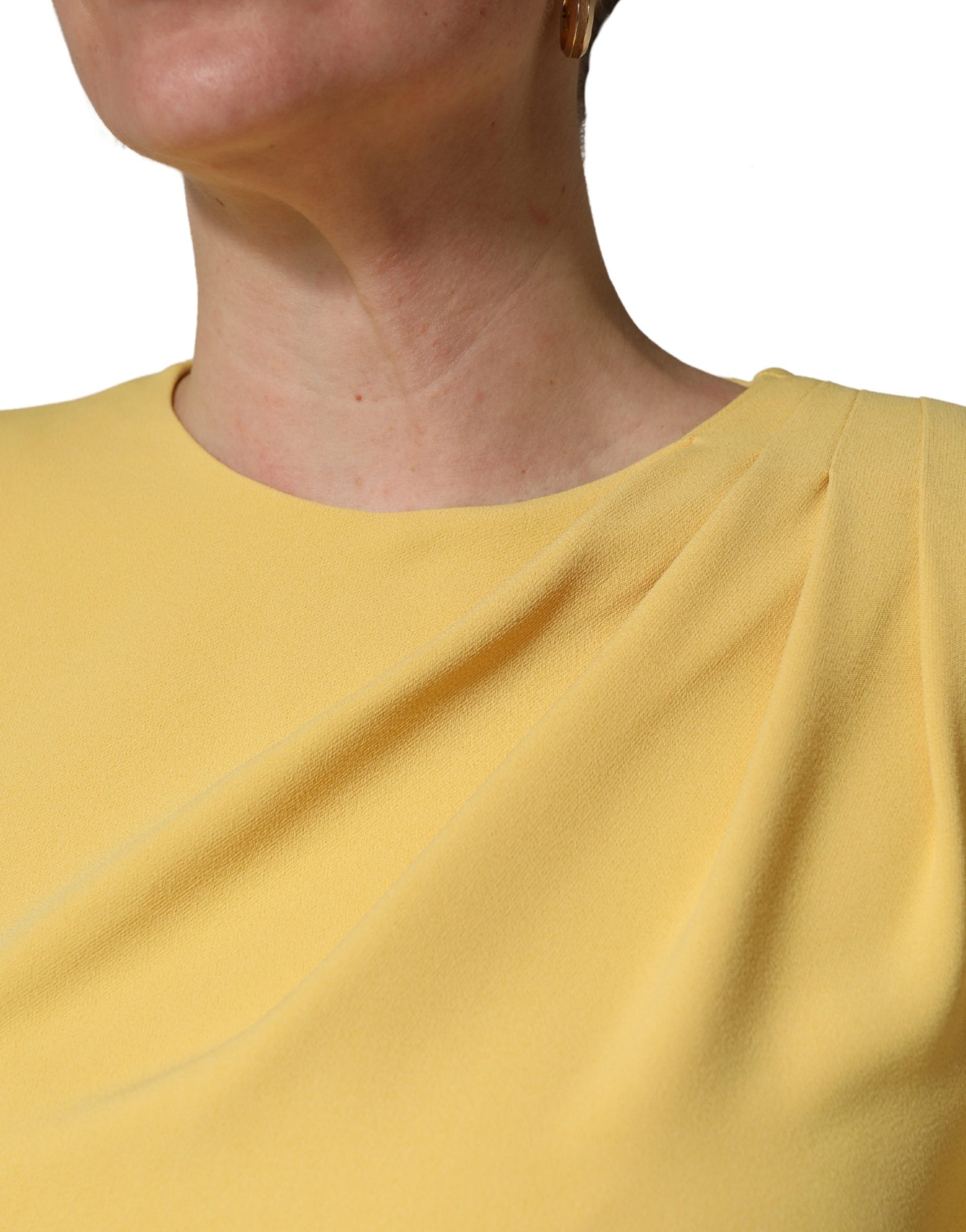 Dolce & Gabbana Yellow Silk Long Sleeves Sheath Midi Dress | Regal Royce