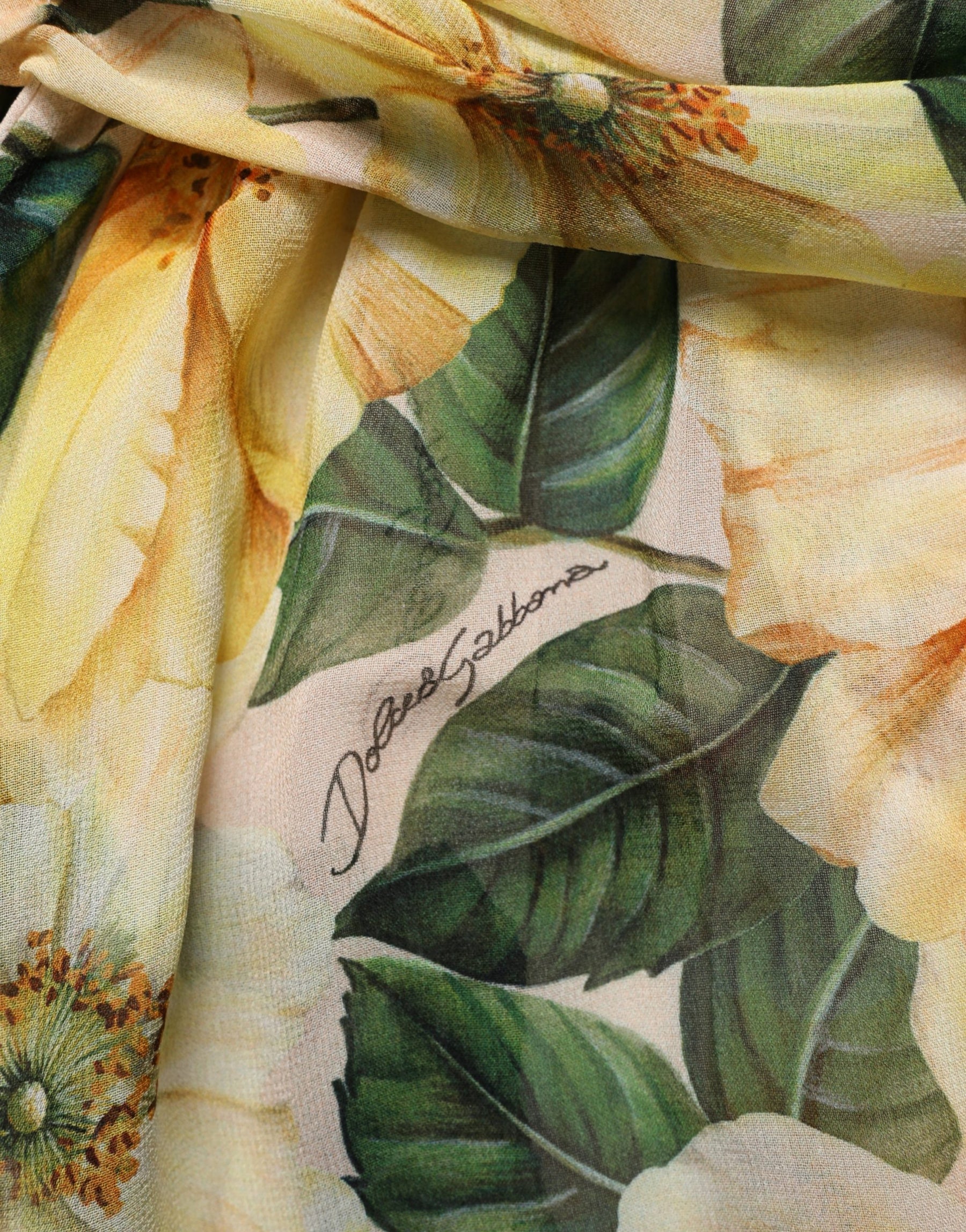 Dolce & Gabbana Yellow Silk Floral Print Pleated Maxi Dress | Regal Royce