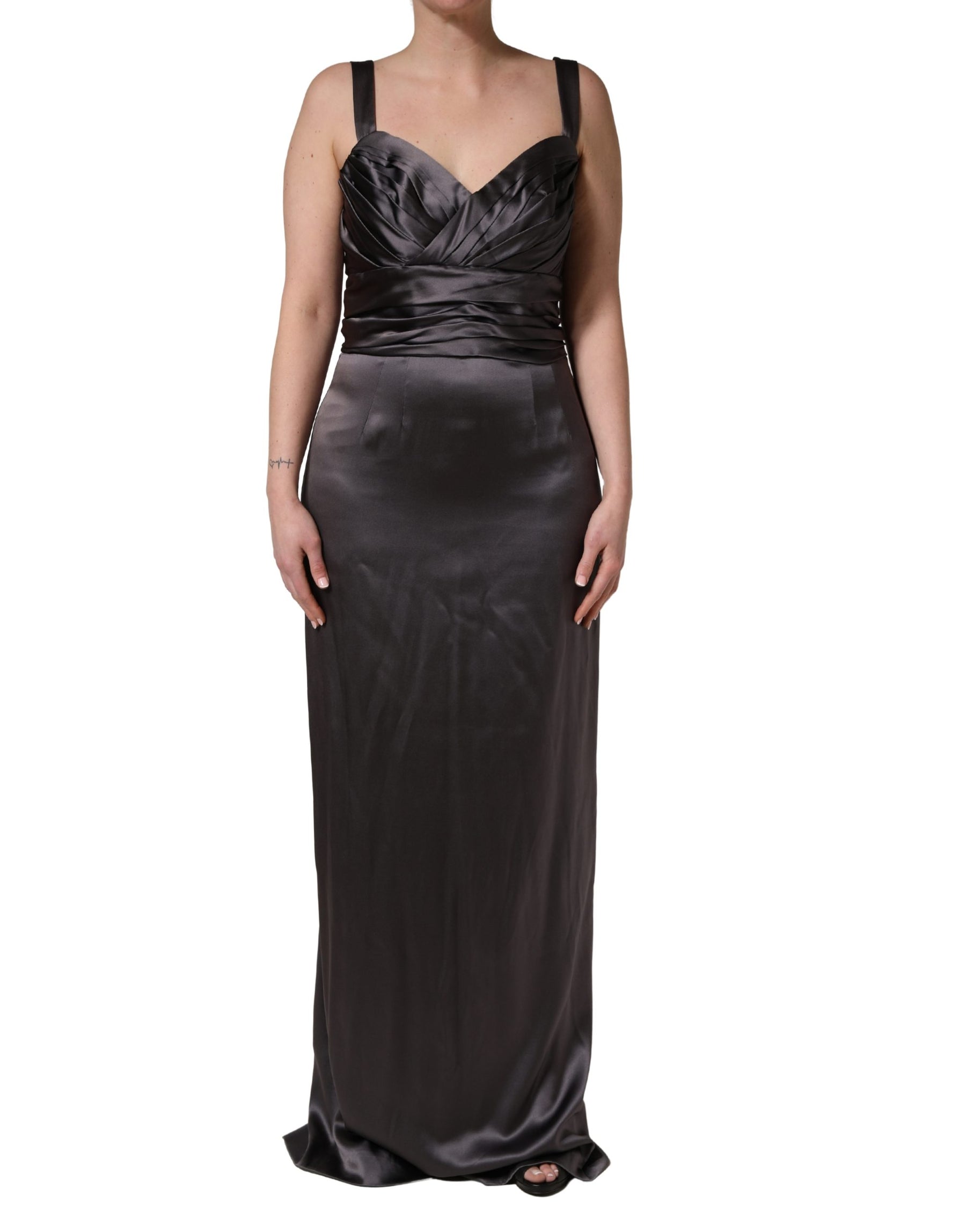 Dolce & Gabbana Black Satin Sleeveless Sweetheart Dress | Regal Royce