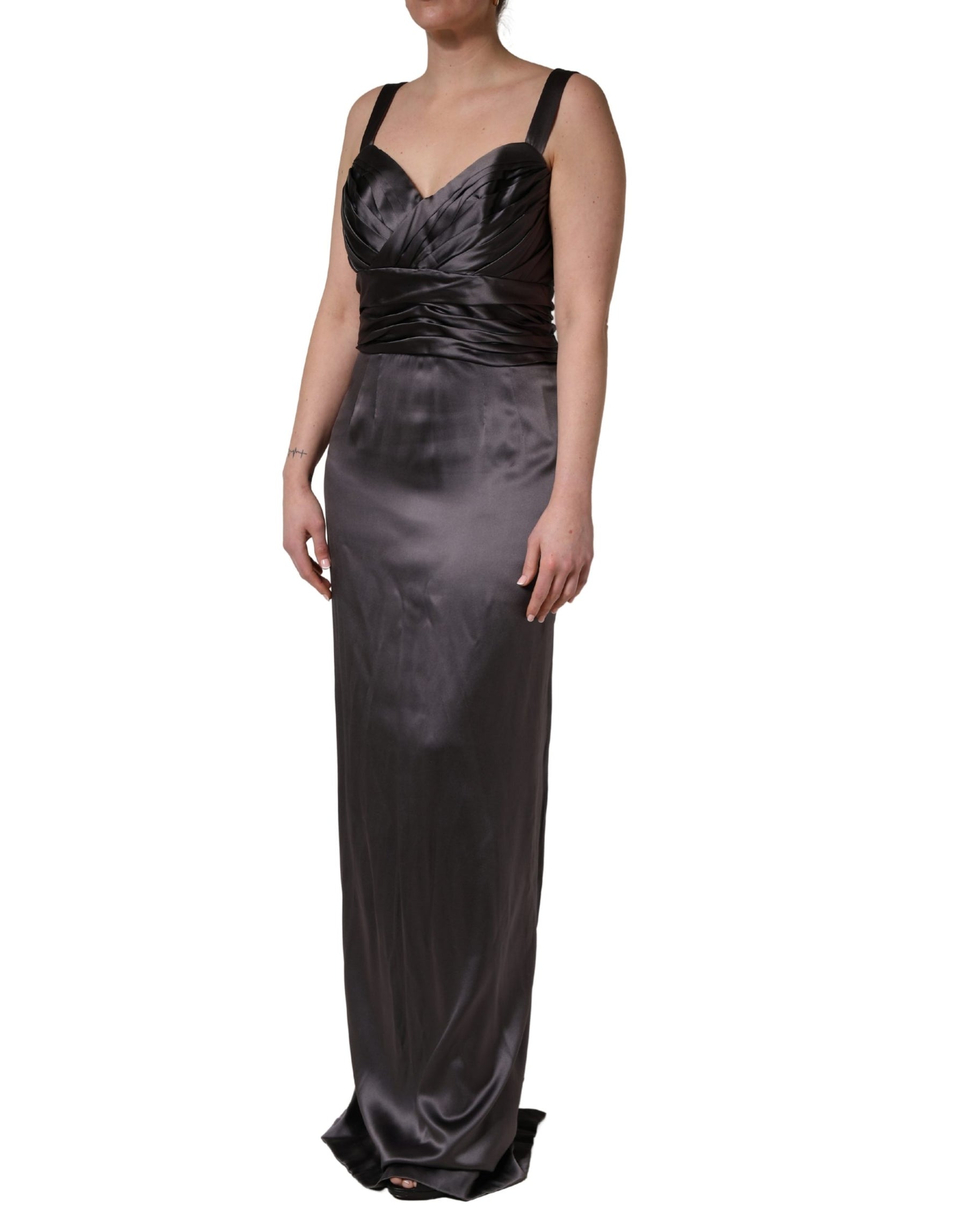 Dolce & Gabbana Black Satin Sleeveless Sweetheart Dress | Regal Royce
