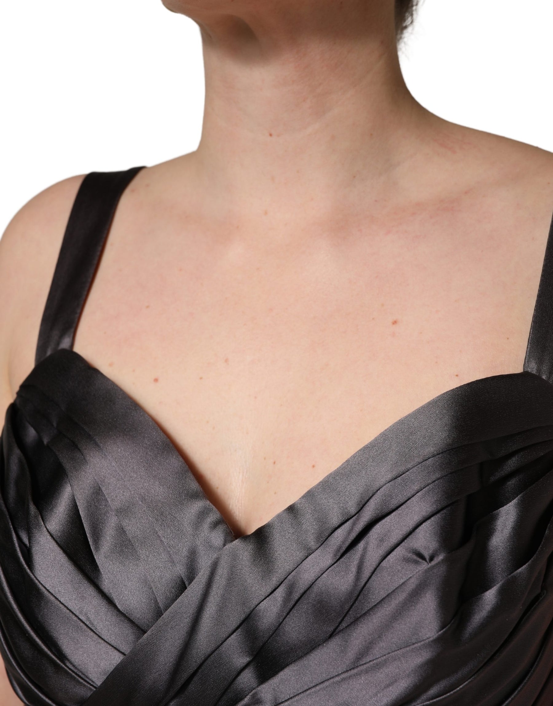 Dolce & Gabbana Black Satin Sleeveless Sweetheart Dress | Regal Royce