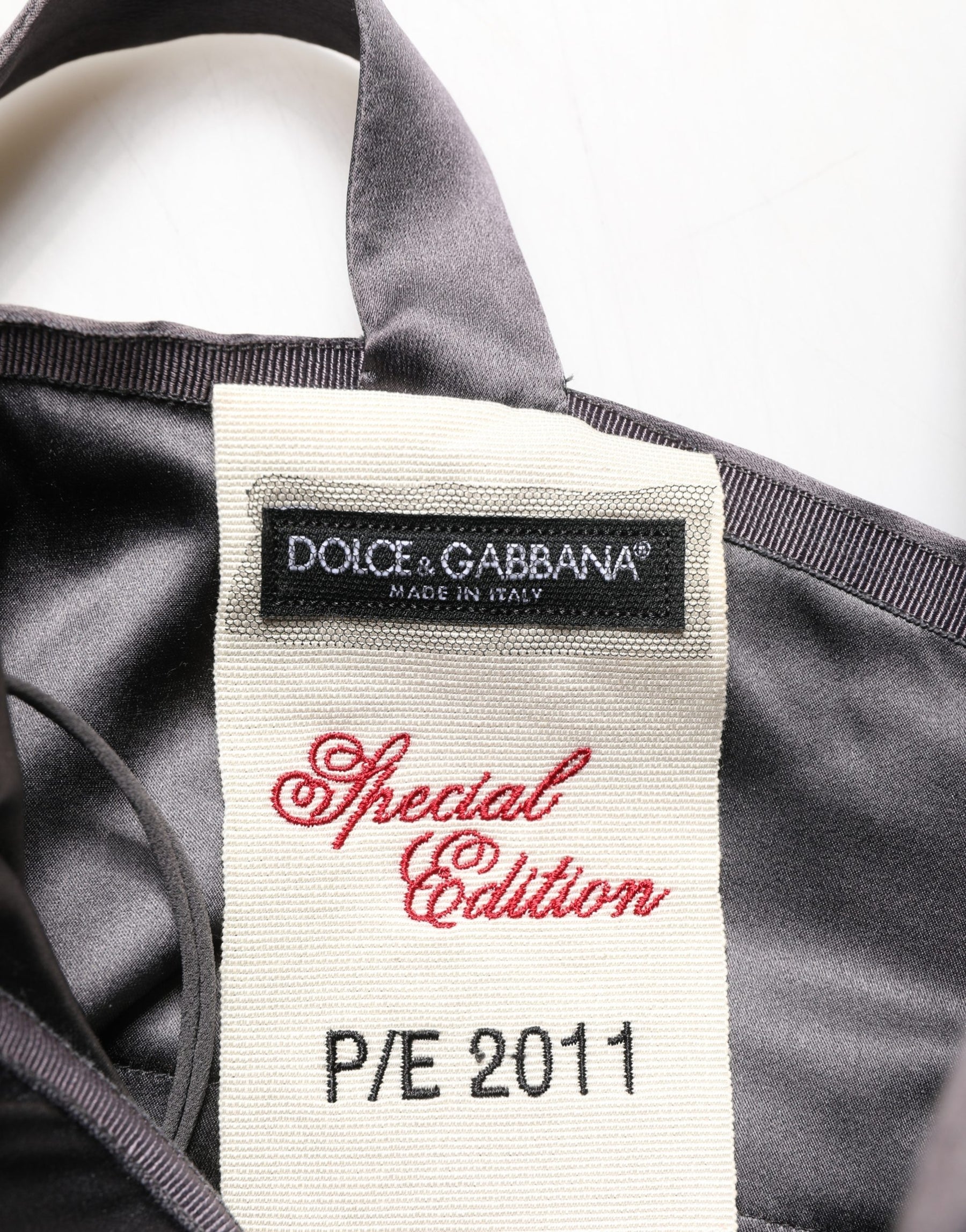 Dolce & Gabbana Black Satin Sleeveless Sweetheart Dress | Regal Royce