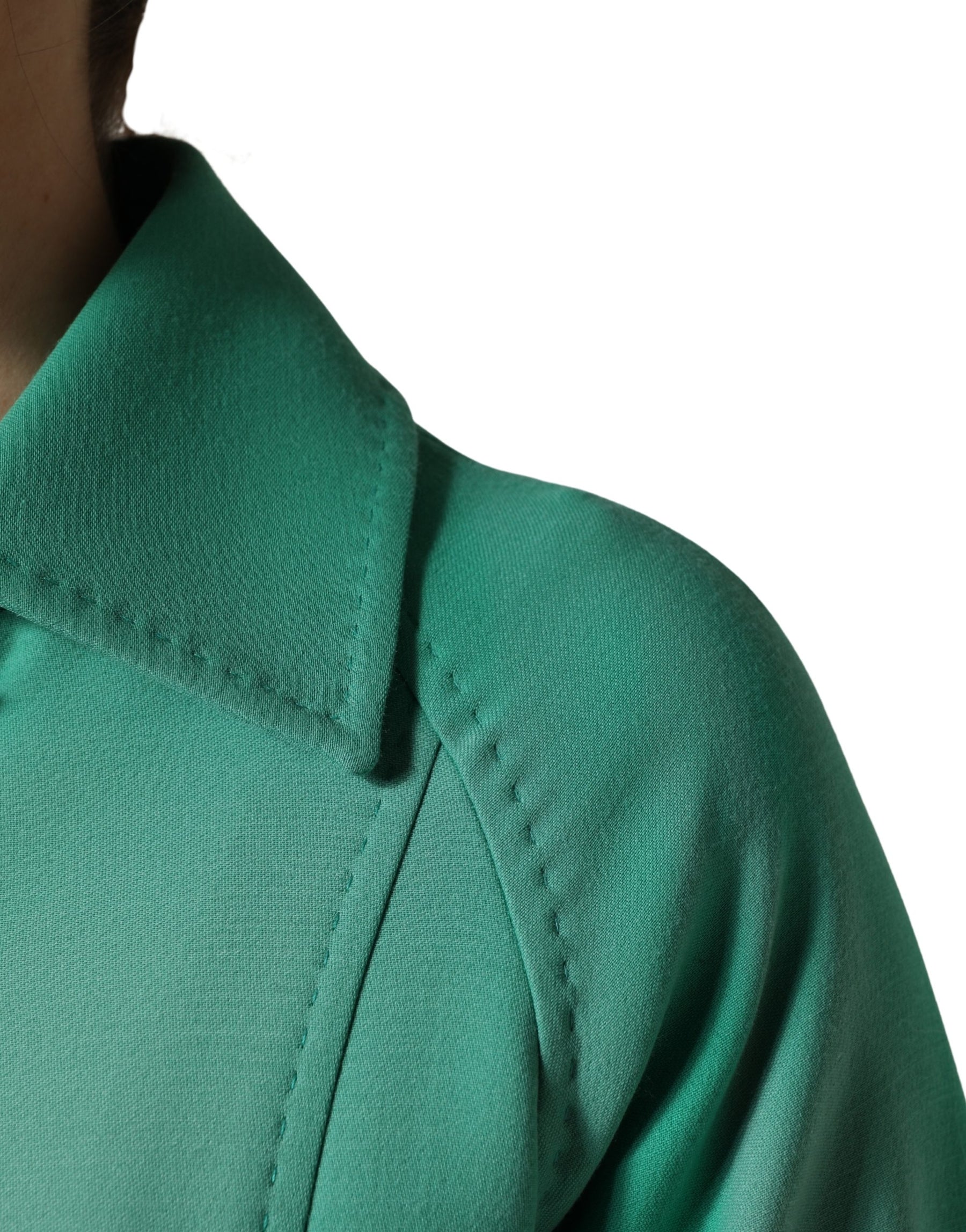 Dolce & Gabbana Green Buttoned Down Belt Trench Coat Jacket | Regal Royce