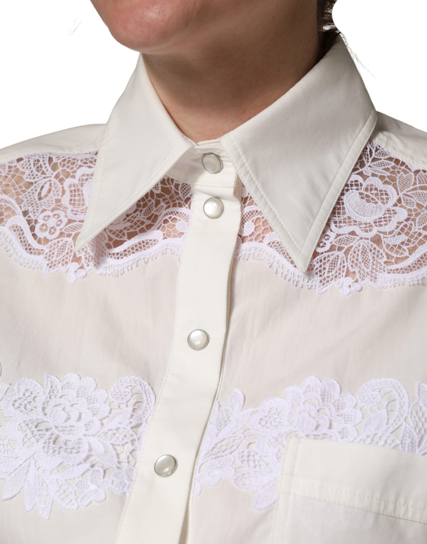 Dolce & Gabbana White Cotton Lace Trim Long Sleeves Jumpsuit | Regal Royce