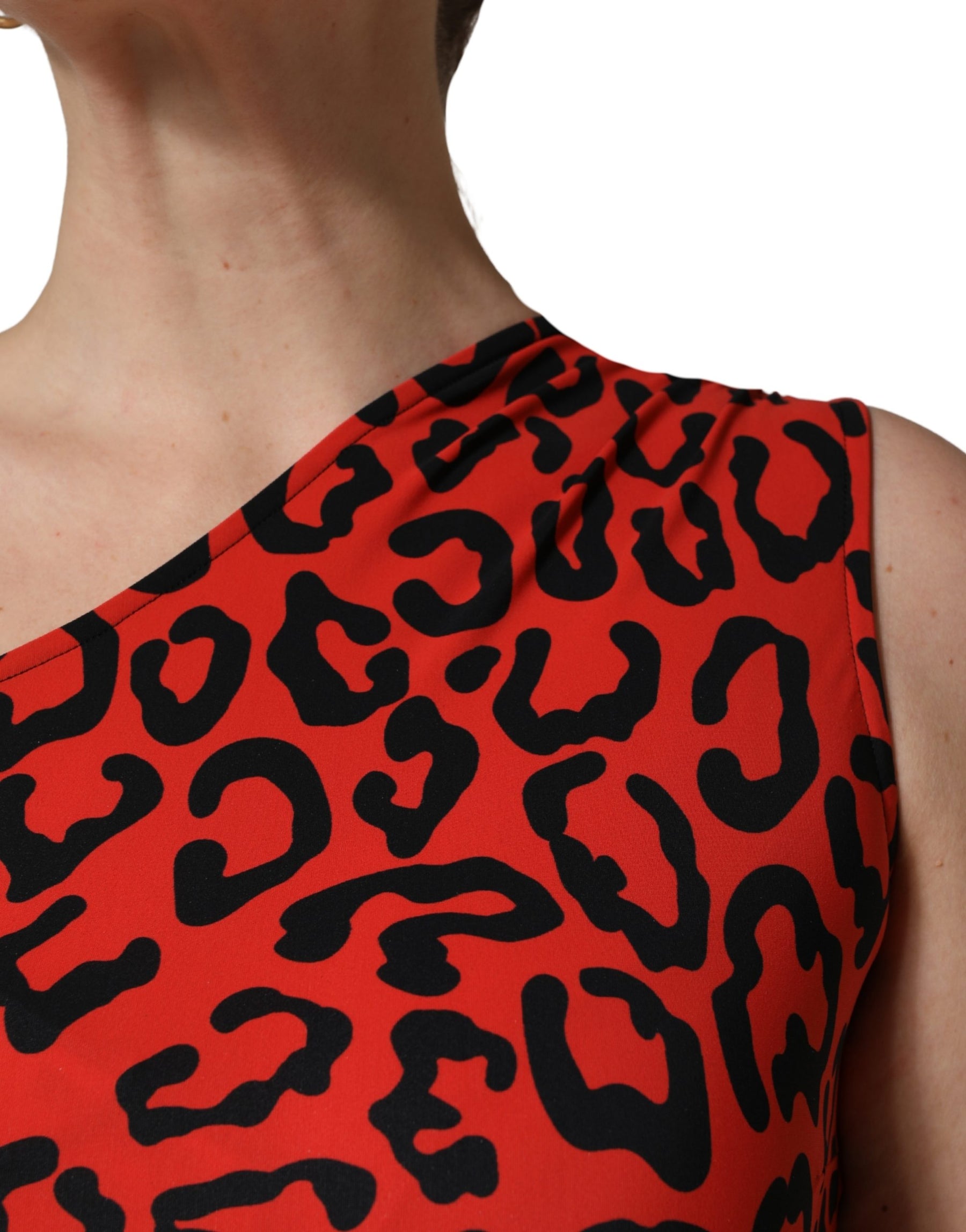 Dolce & Gabbana Black Red Nylon Leopard Pattern Jumpsuit | Regal Royce