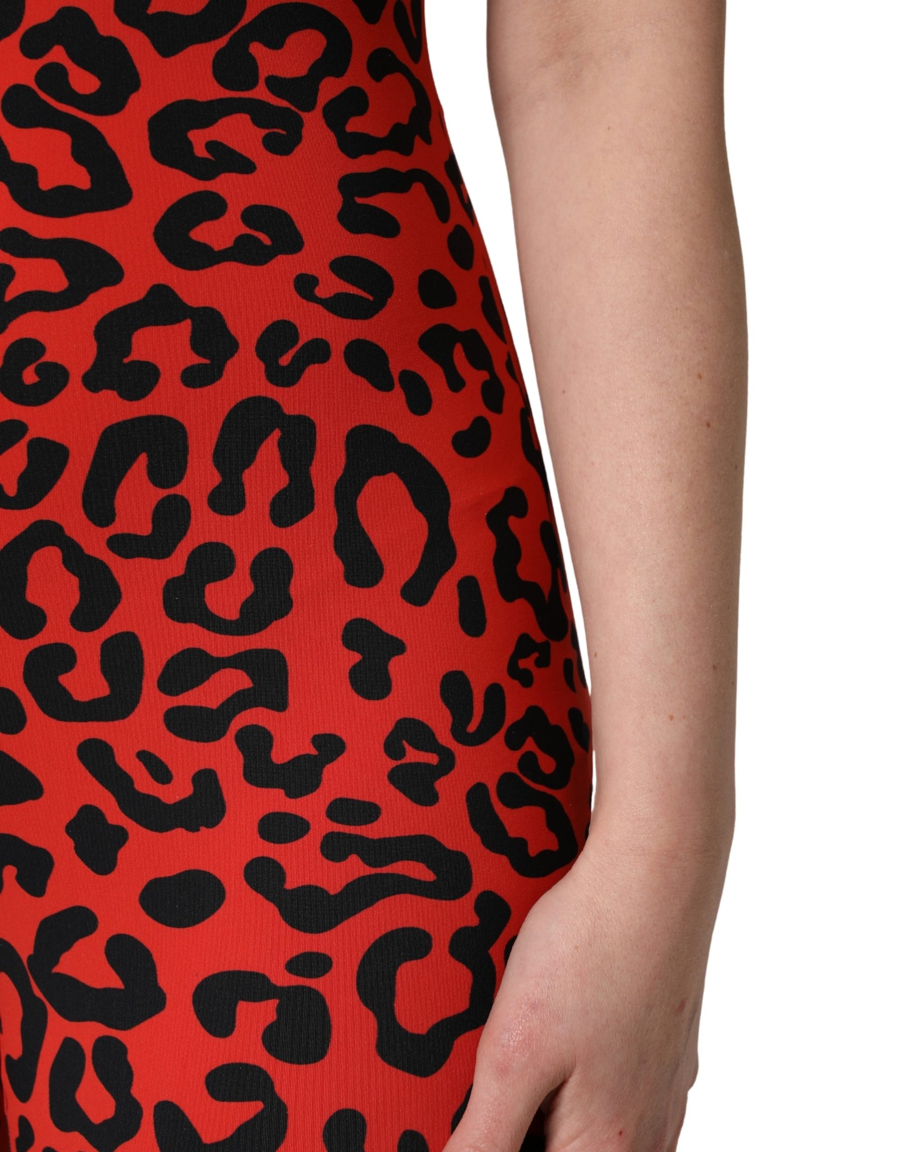 Dolce & Gabbana Black Red Nylon Leopard Pattern Jumpsuit | Regal Royce