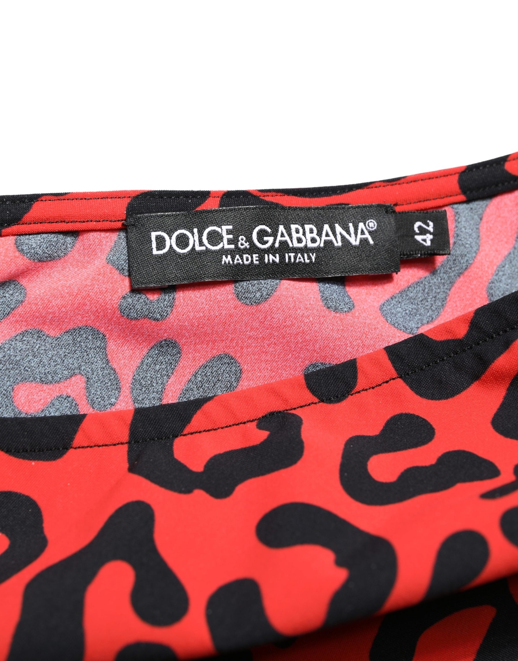 Dolce & Gabbana Black Red Nylon Leopard Pattern Jumpsuit | Regal Royce