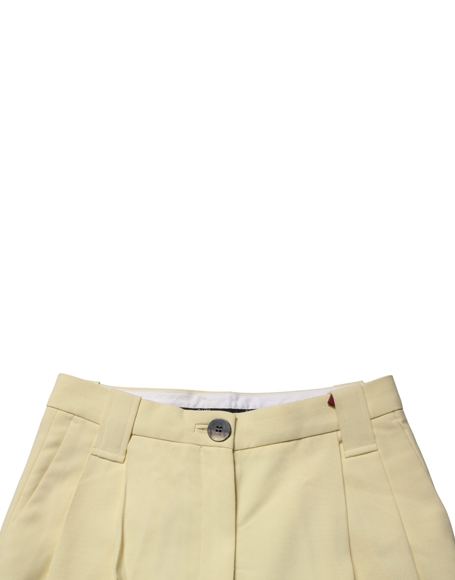 Ganni Yellow High Waisted Straight Pleated Trouser Pants | Regal Royce