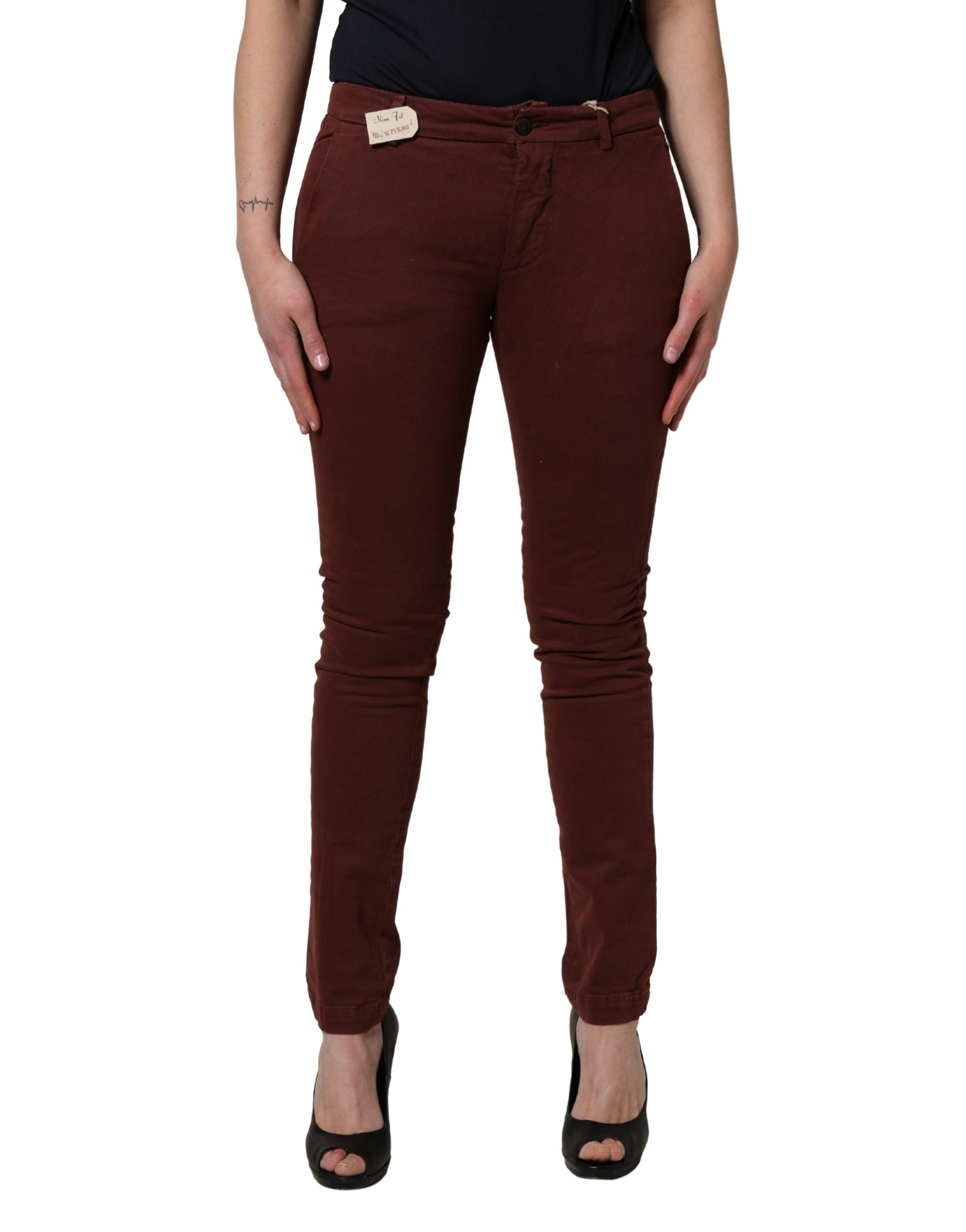 Roy Roger's Maroon Mid Waisted Slim Fit Denim Trouser Jeans | Regal Royce