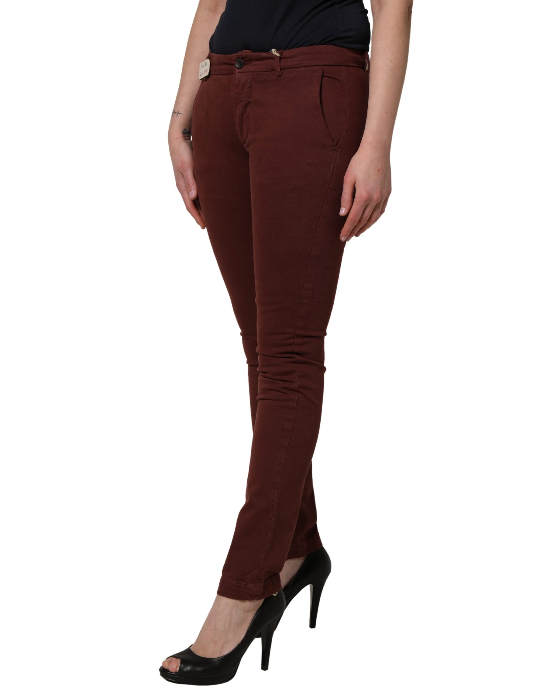 Roy Roger's Maroon Mid Waisted Slim Fit Denim Trouser Jeans | Regal Royce