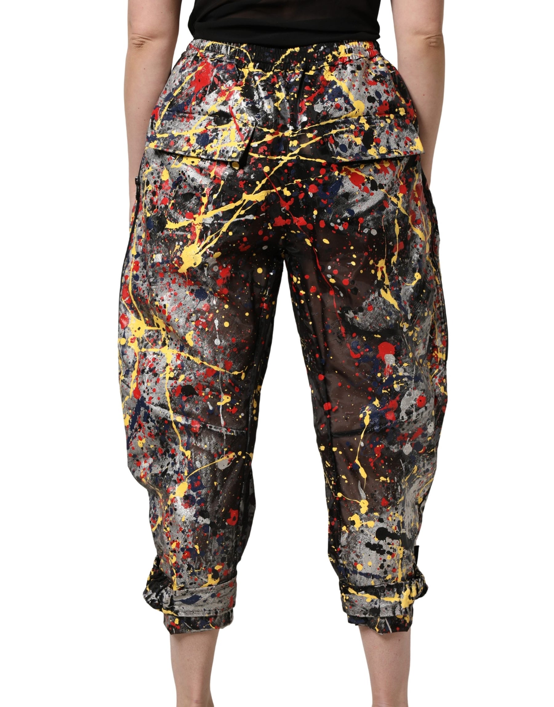 Dolce & Gabbana Black ColorSplash Effect Cargo Cropped Pants | Regal Royce