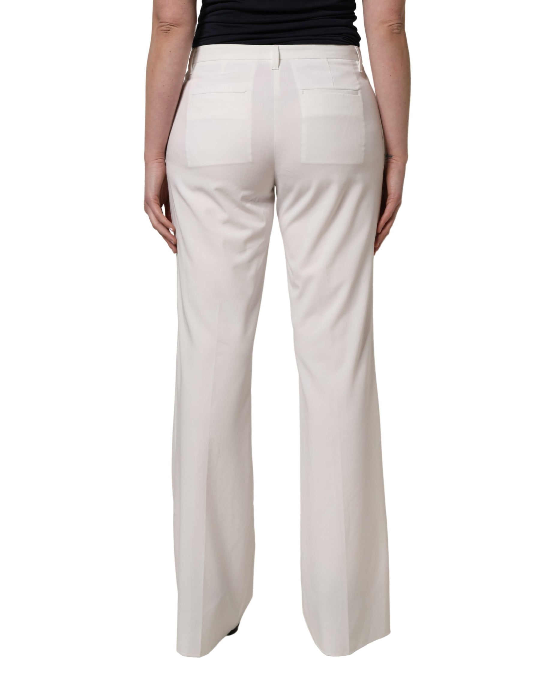 Twinset White Mid Waisted Wide Leg Chino Women Trouser Pants | Regal Royce