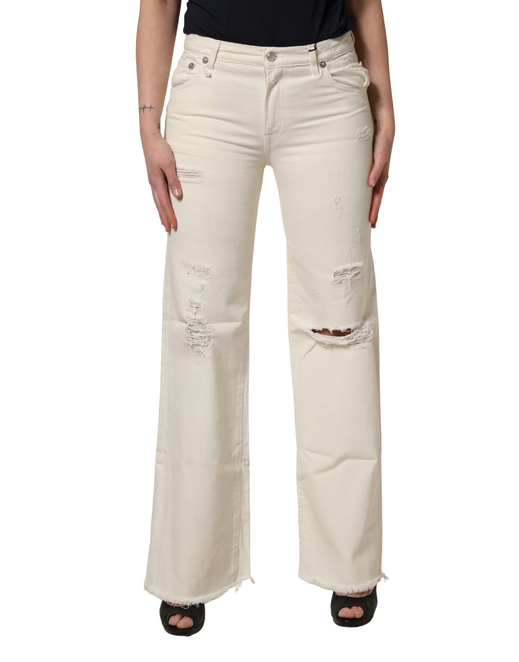 R13 Mid Waisted Bootcut Tattered Denim Trouser Jeans | Regal Royce