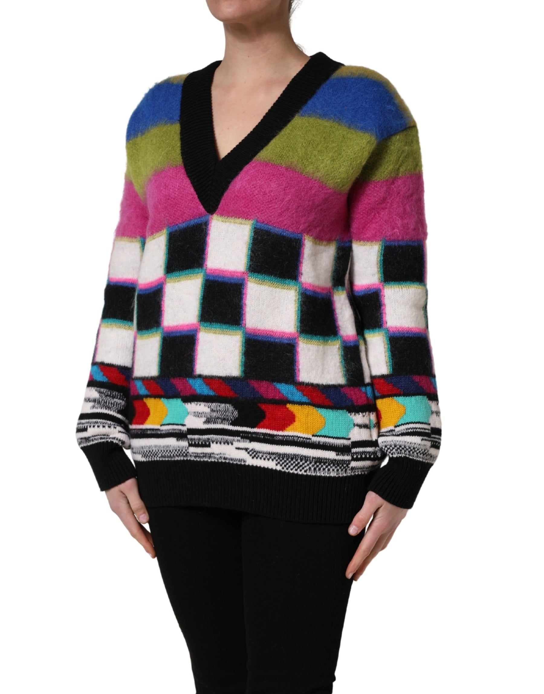 Dolce & Gabbana Multicolor Stripes V-neck Pullover Sweater | Regal Royce