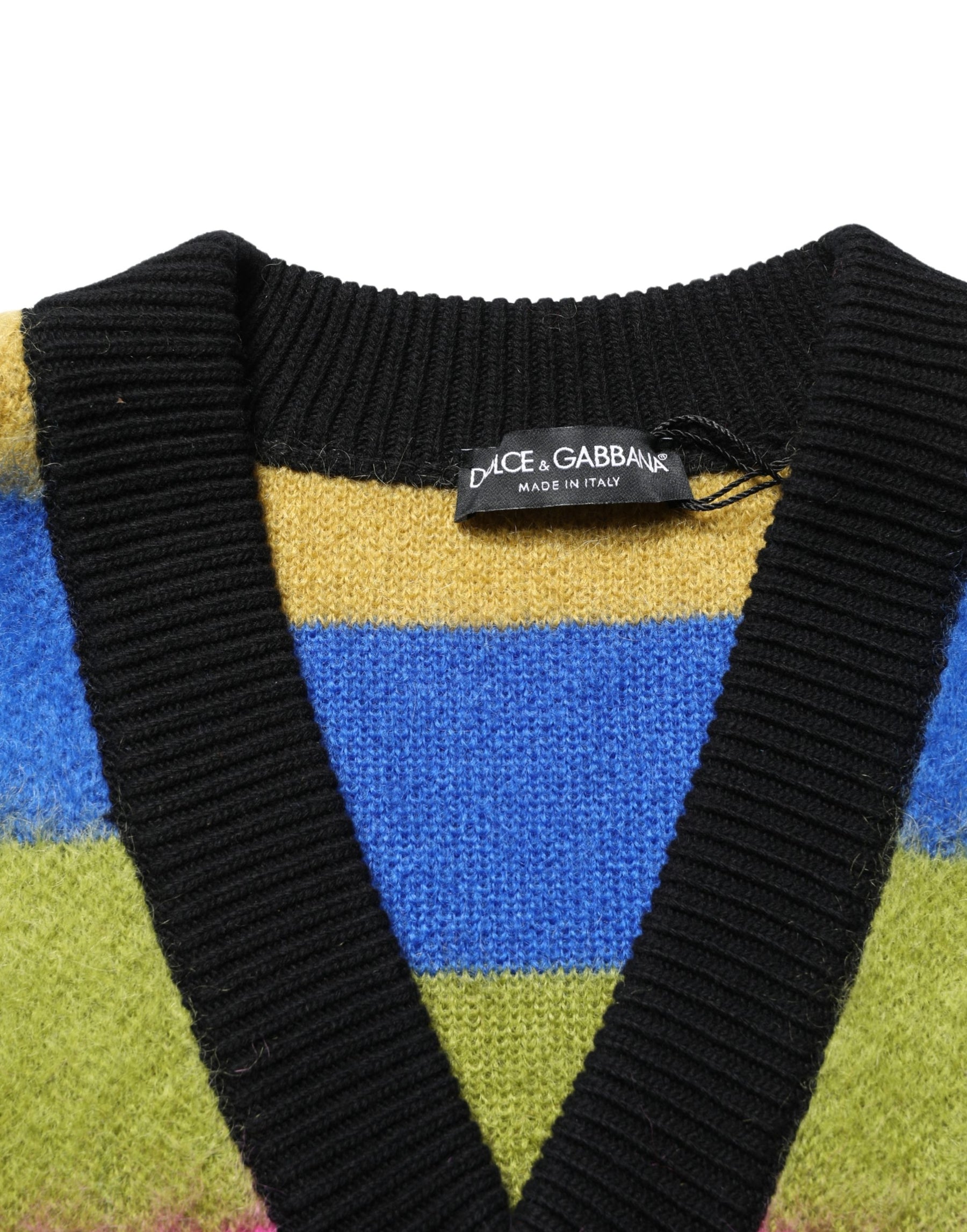 Dolce & Gabbana Multicolor Stripes V-neck Pullover Sweater | Regal Royce