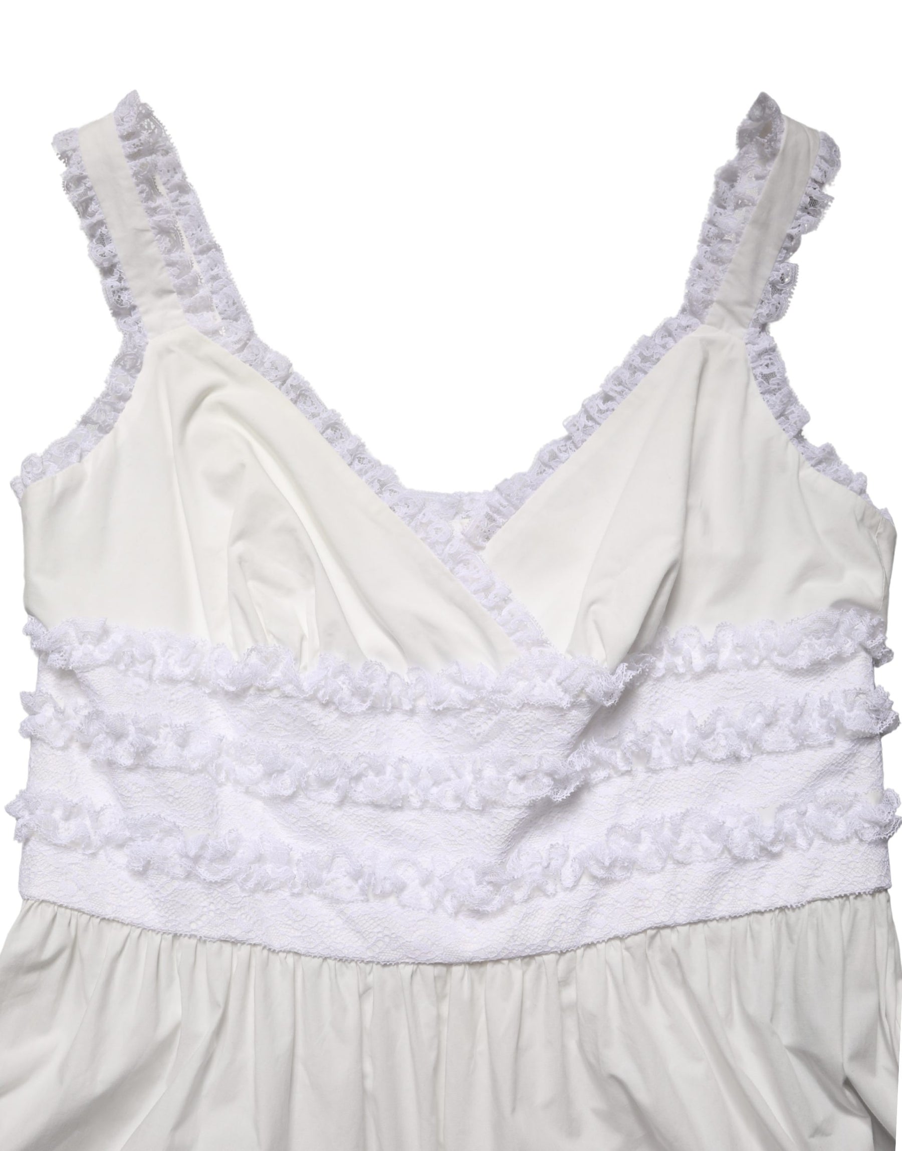 Dolce & Gabbana White Cotton Sleeveless Lace Maxi Dress | Regal Royce