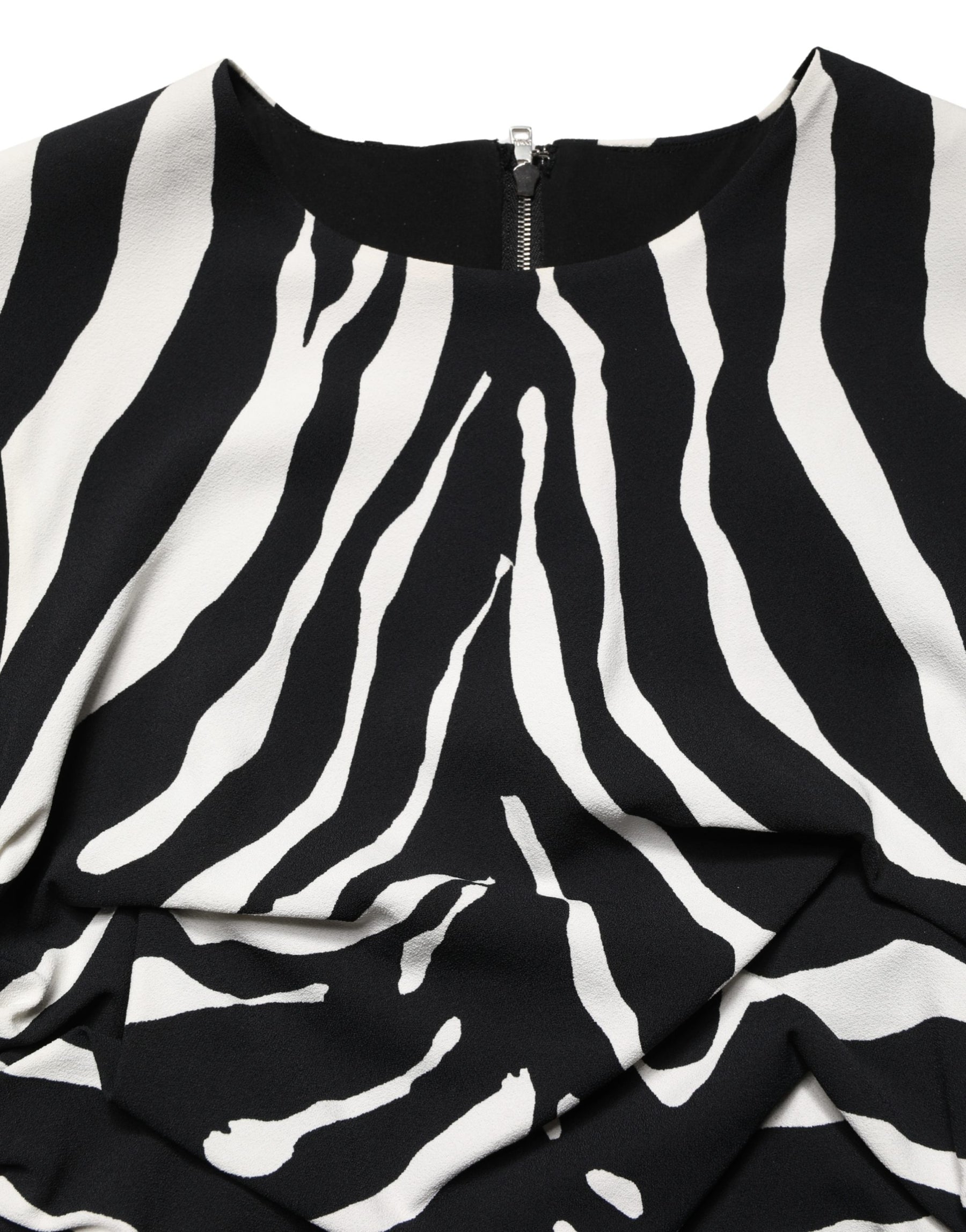 Dolce & Gabbana Black White Zebra Cady Calf Length Dress | Regal Royce