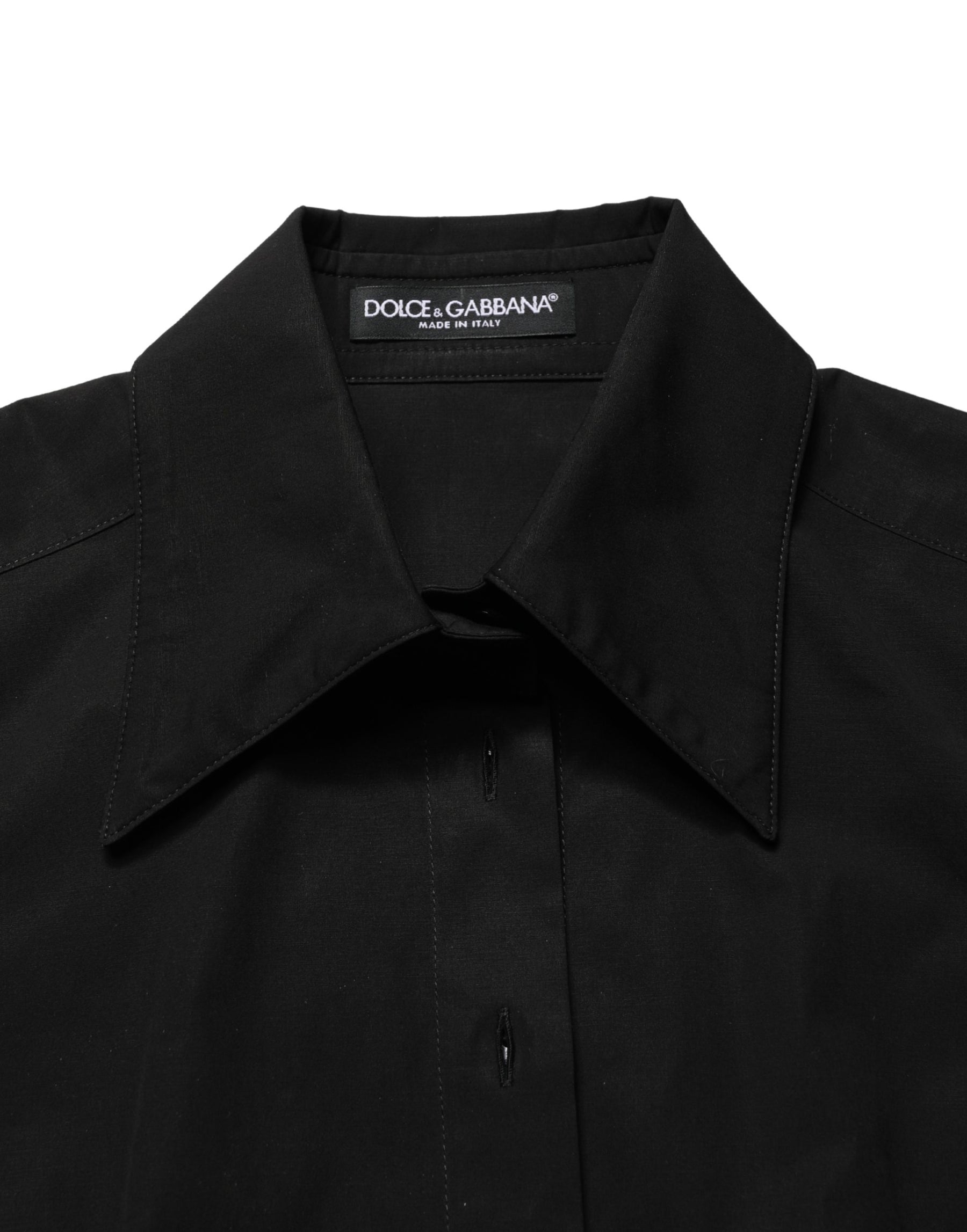 Dolce & Gabbana Black Cotton Sleeveless Collared Blouse Top | Regal Royce