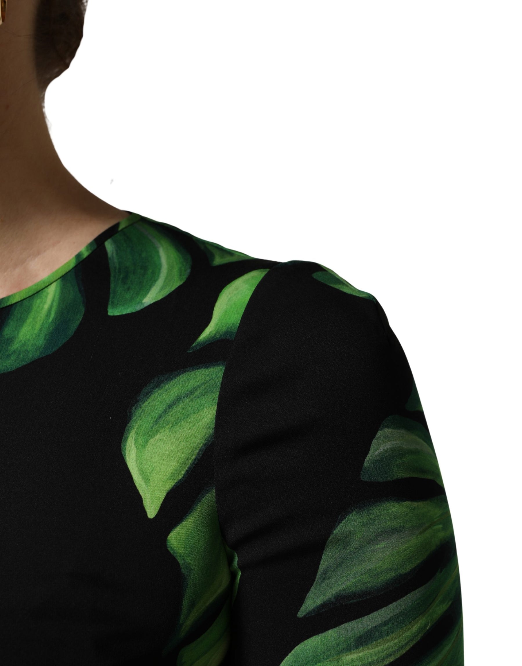 Dolce & Gabbana Black Philodendron Print Silk Blouse Top | Regal Royce