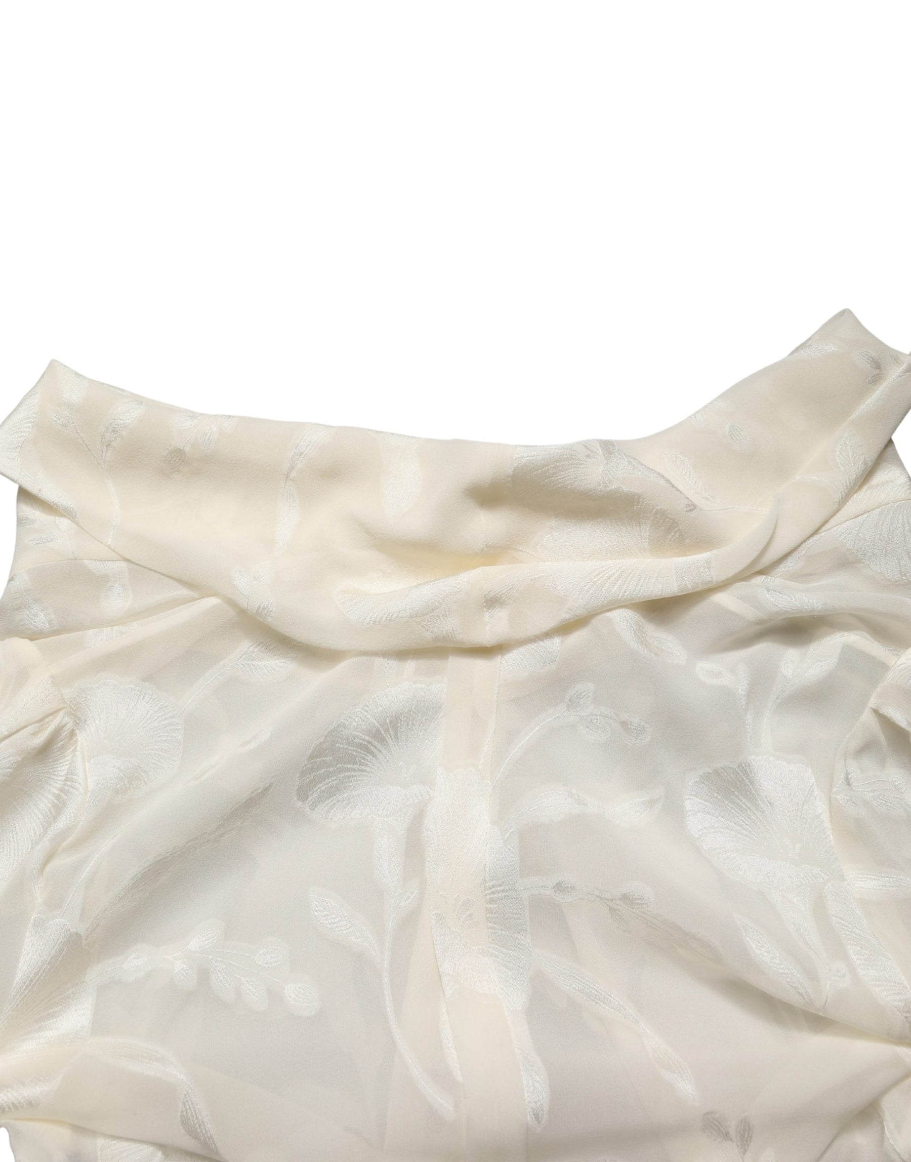 Dolce & Gabbana Off White Floral Semi Sheer Silk Blouse Top | Regal Royce