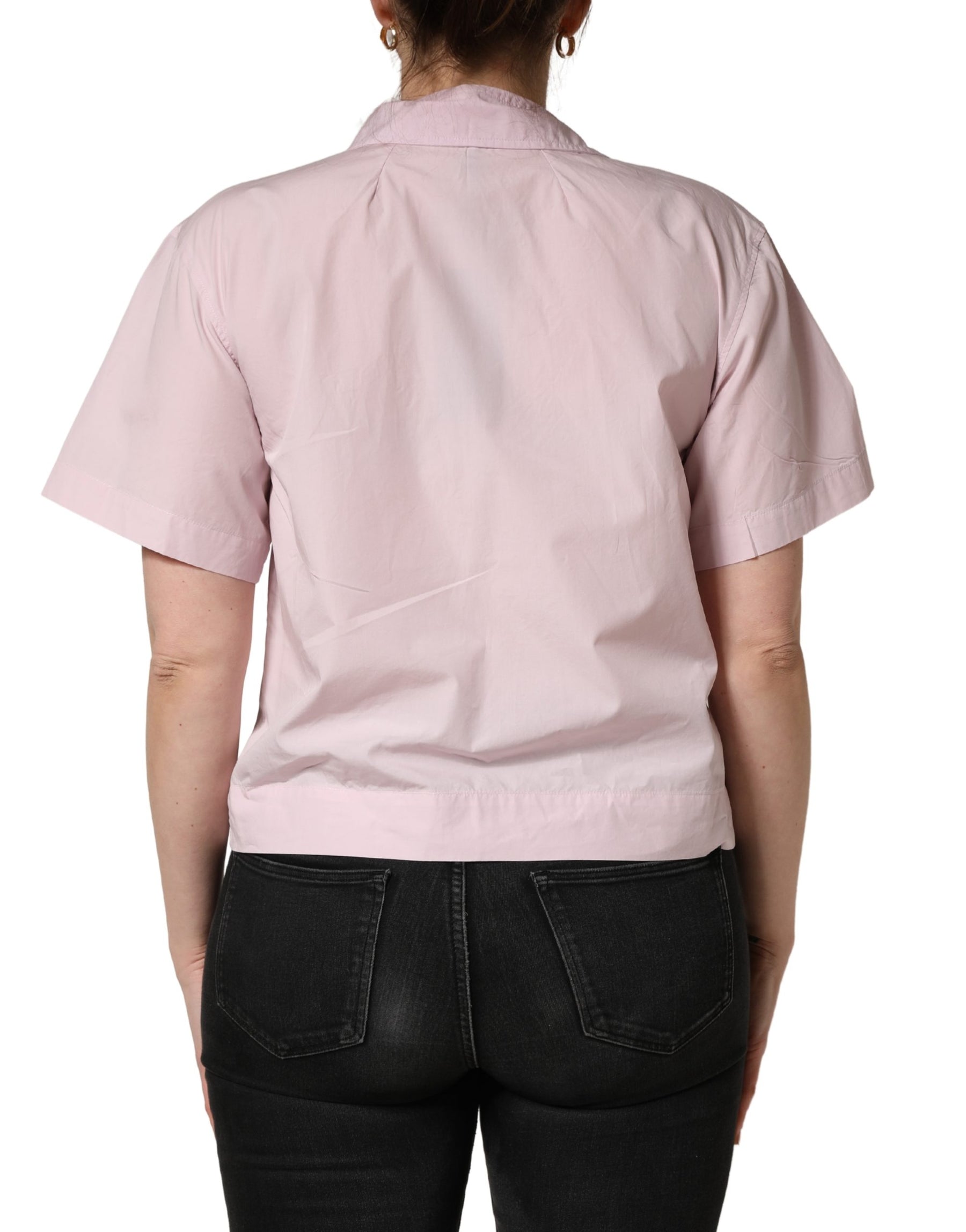 Dolce & Gabbana LightPink Cotton Collared Buttoned Blouse  Top | Regal Royce