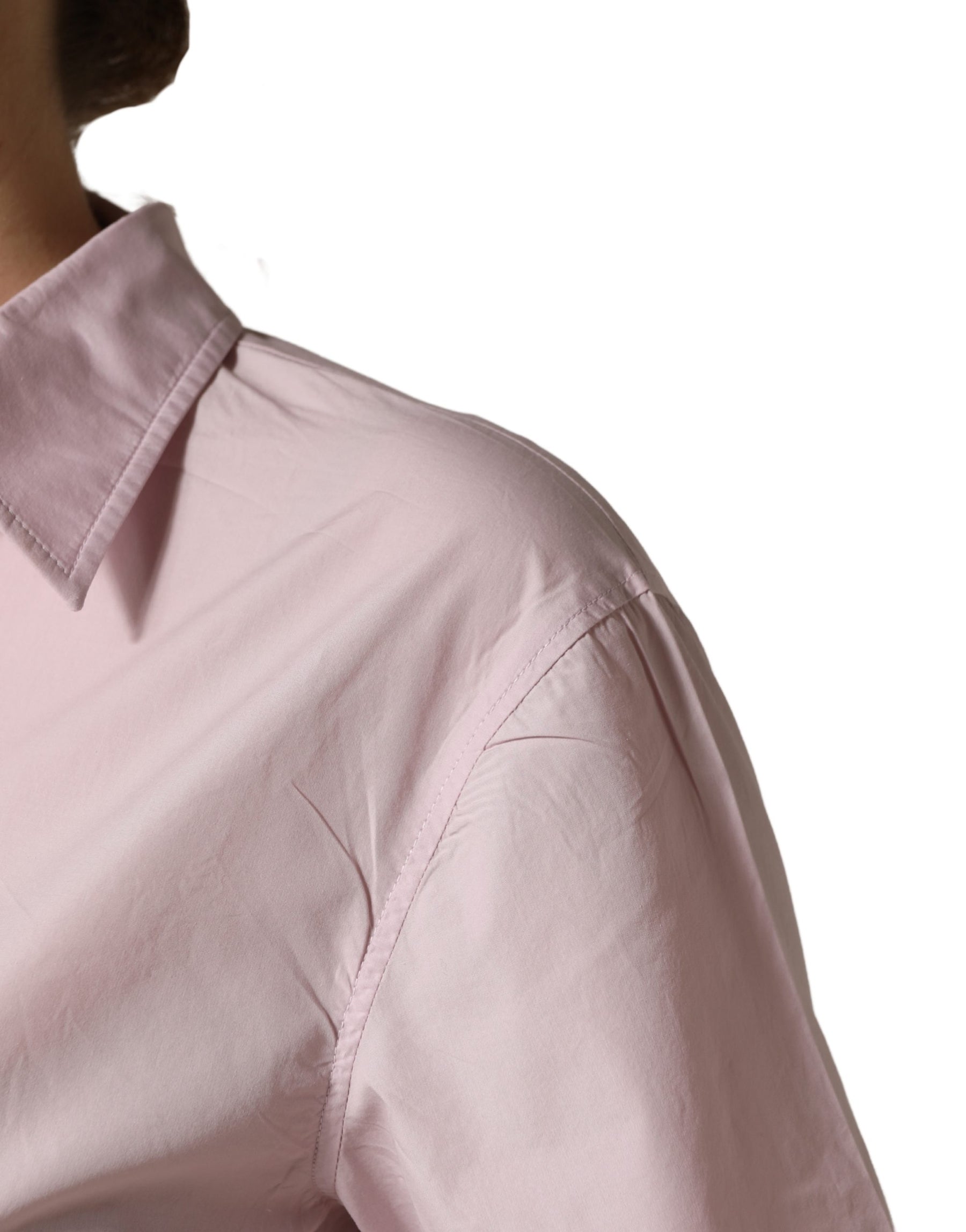 Dolce & Gabbana LightPink Cotton Collared Buttoned Blouse  Top | Regal Royce