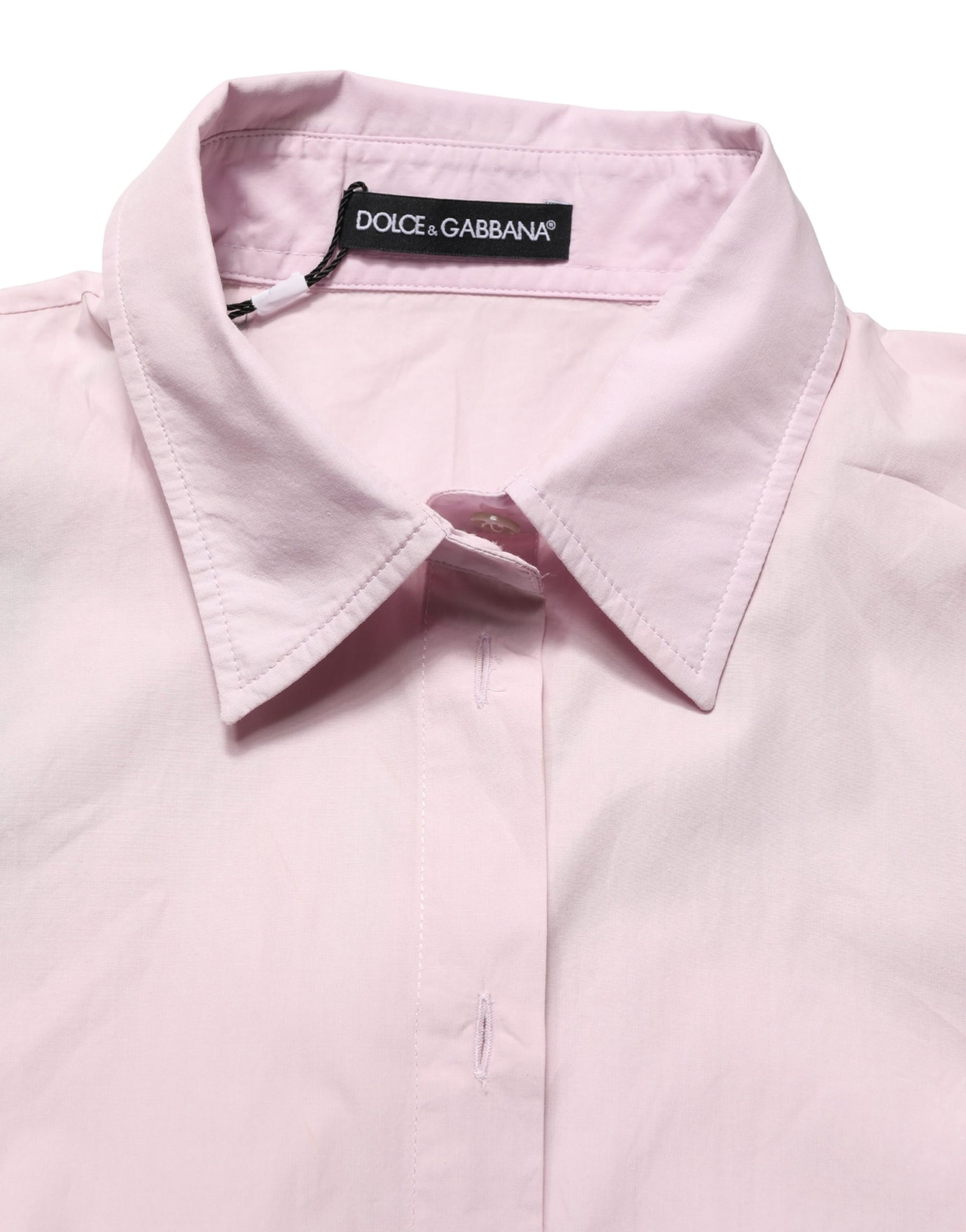 Dolce & Gabbana LightPink Cotton Collared Buttoned Blouse  Top | Regal Royce