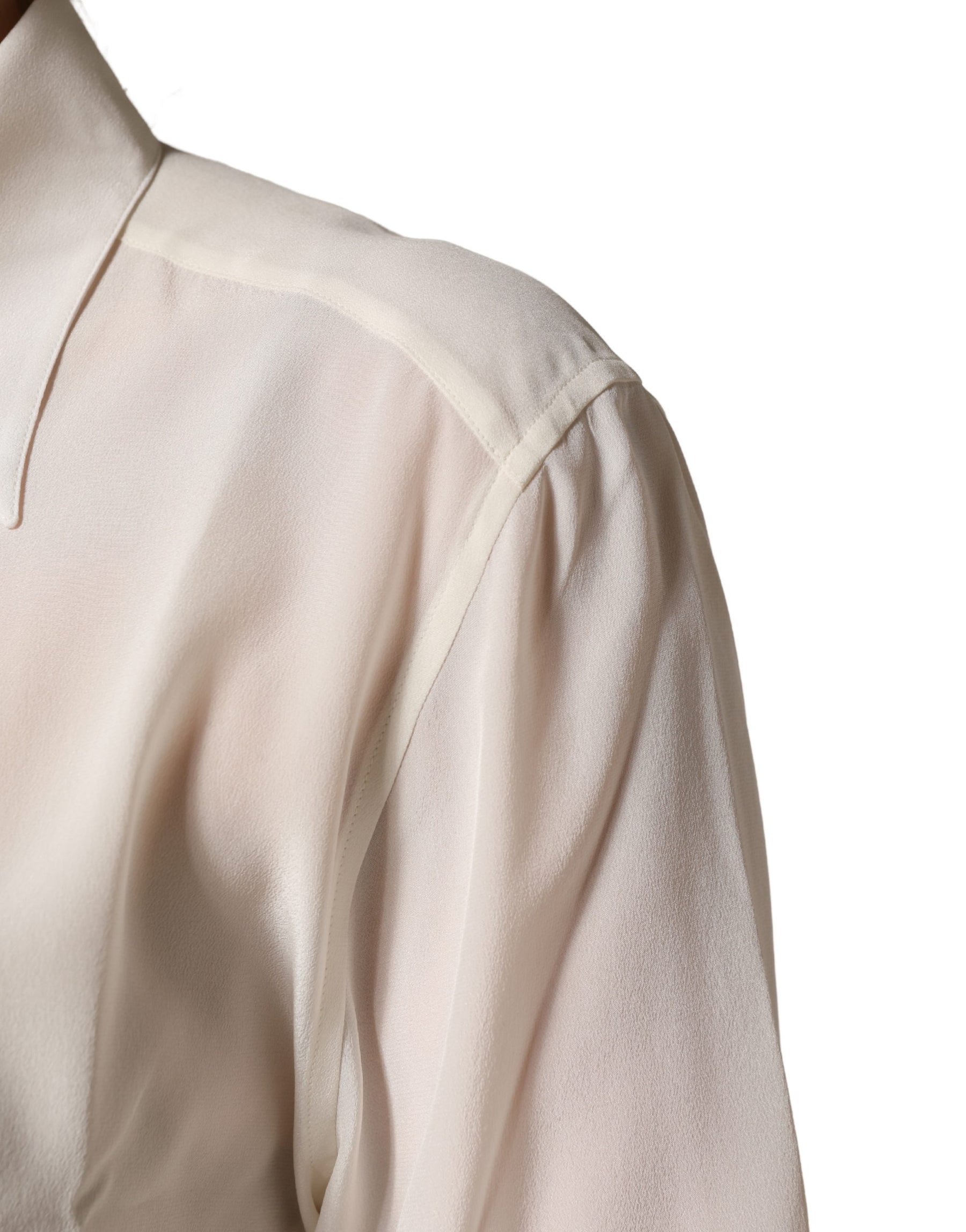 Dolce & Gabbana Off White Collared Long Sleeves Blouse Top | Regal Royce