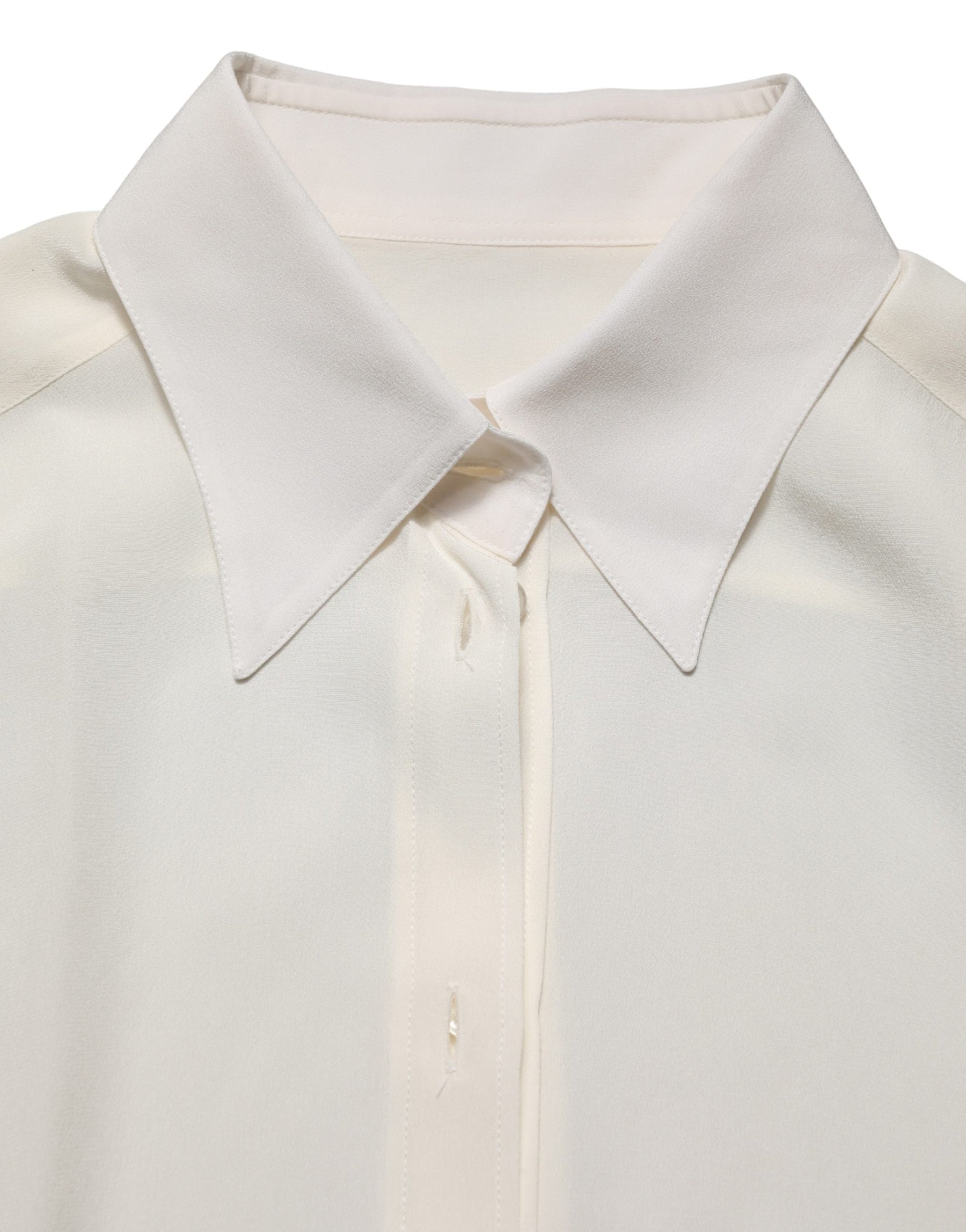 Dolce & Gabbana Off White Collared Long Sleeves Blouse Top | Regal Royce