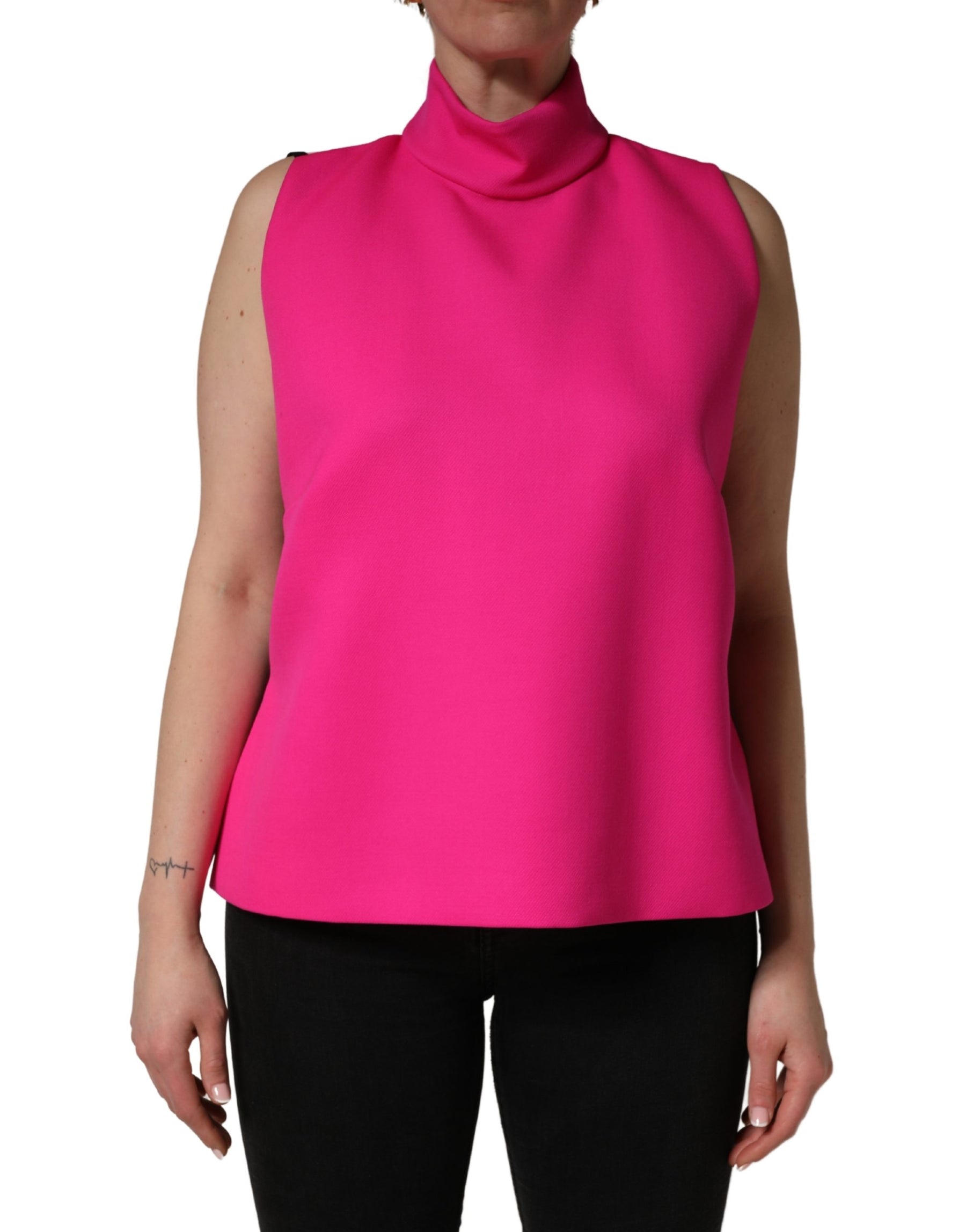 Dolce & Gabbana Hot Pink Wool Backless Sleeveless Tank Top | Regal Royce