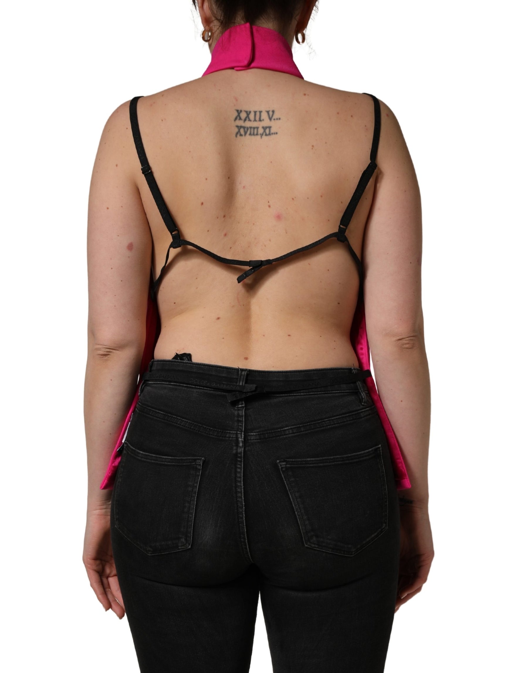 Dolce & Gabbana Hot Pink Wool Backless Sleeveless Tank Top | Regal Royce