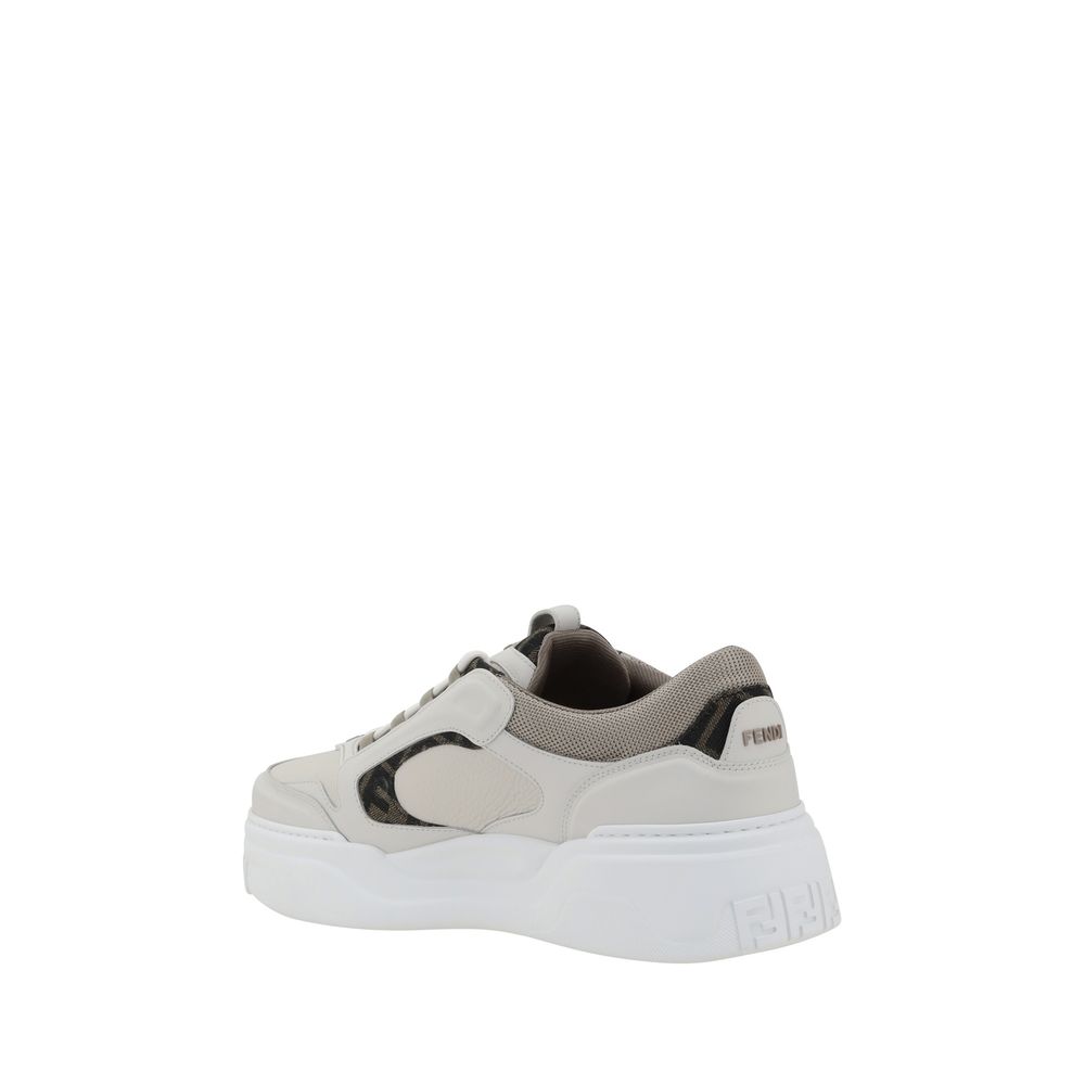 Fendi White Calf Leather Bos Taurus Low Top Sneakers | Regal Royce
