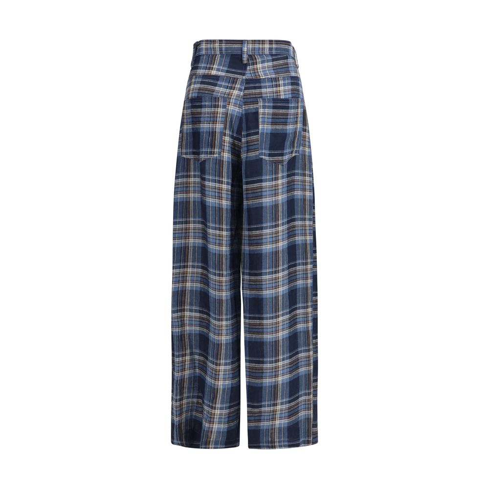 MARBELL Blue Linen Casual Pants | Regal Royce