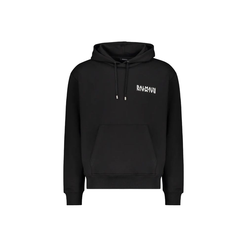 Balmain Black Cotton Hoodie | Regal Royce
