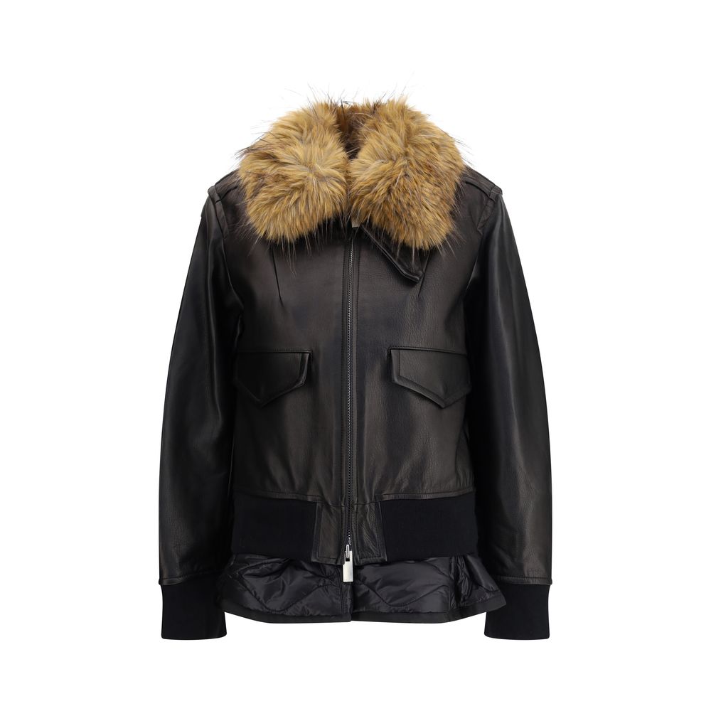 Sacai Black Leather Jacket | Regal Royce