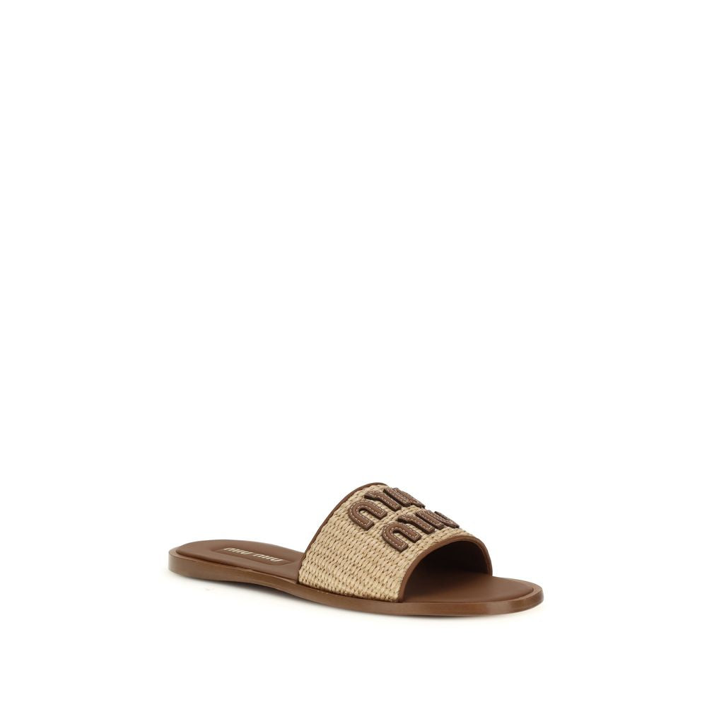 Miu Miu Beige Nylon Slippers | Regal Royce